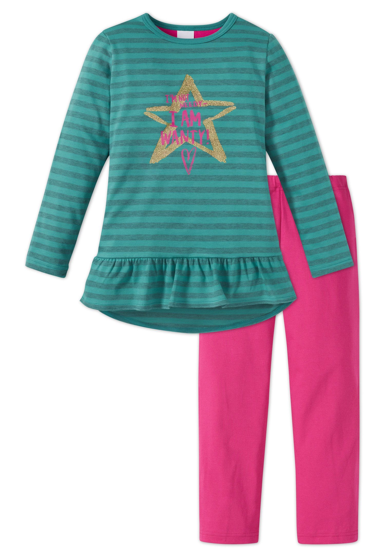 Jersey, lang, 100% Set) (Set, Schiesser Baumwolle Schlafanzug Revolution Schlafanzug Pink Mädchen
