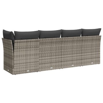 vidaXL Loungesofa Gartensofa mit Kissen 4-Sitzer Grau Poly Rattan