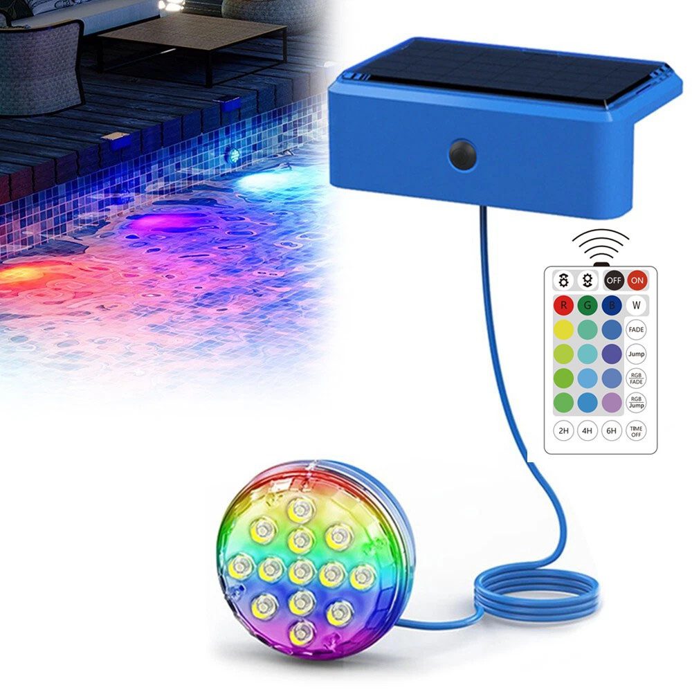 Pool-Lampe Magnet, LED Solar Poolbeleuchtung mit Fernbedienung und Timer