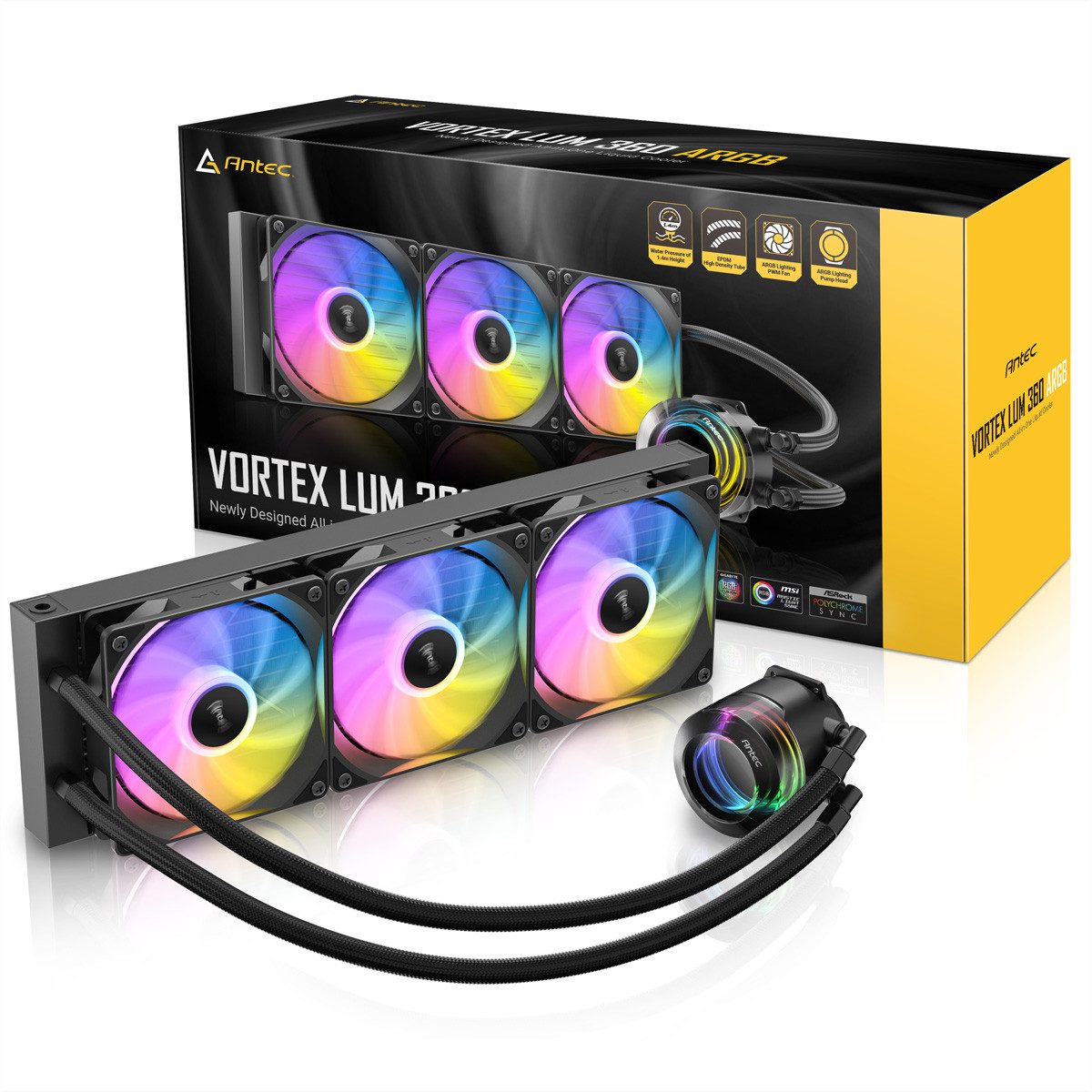 Antec Computer-Kühler Vortex Lum 360 ARGB Prozessorlüfter Wasserkühlung