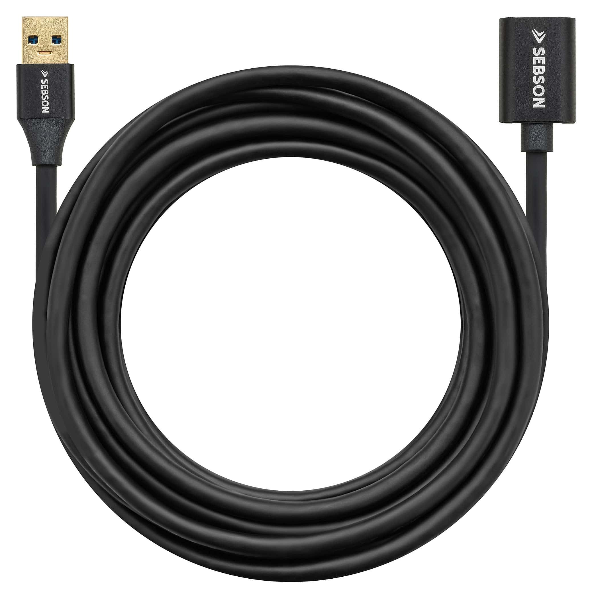 SEBSON USB Verlängerung 3m - A Stecker/A Buchse - USB3.0 Datenkabel 5 Gbit/s USB-Kabel, (300 cm) – Bild 4 von 5