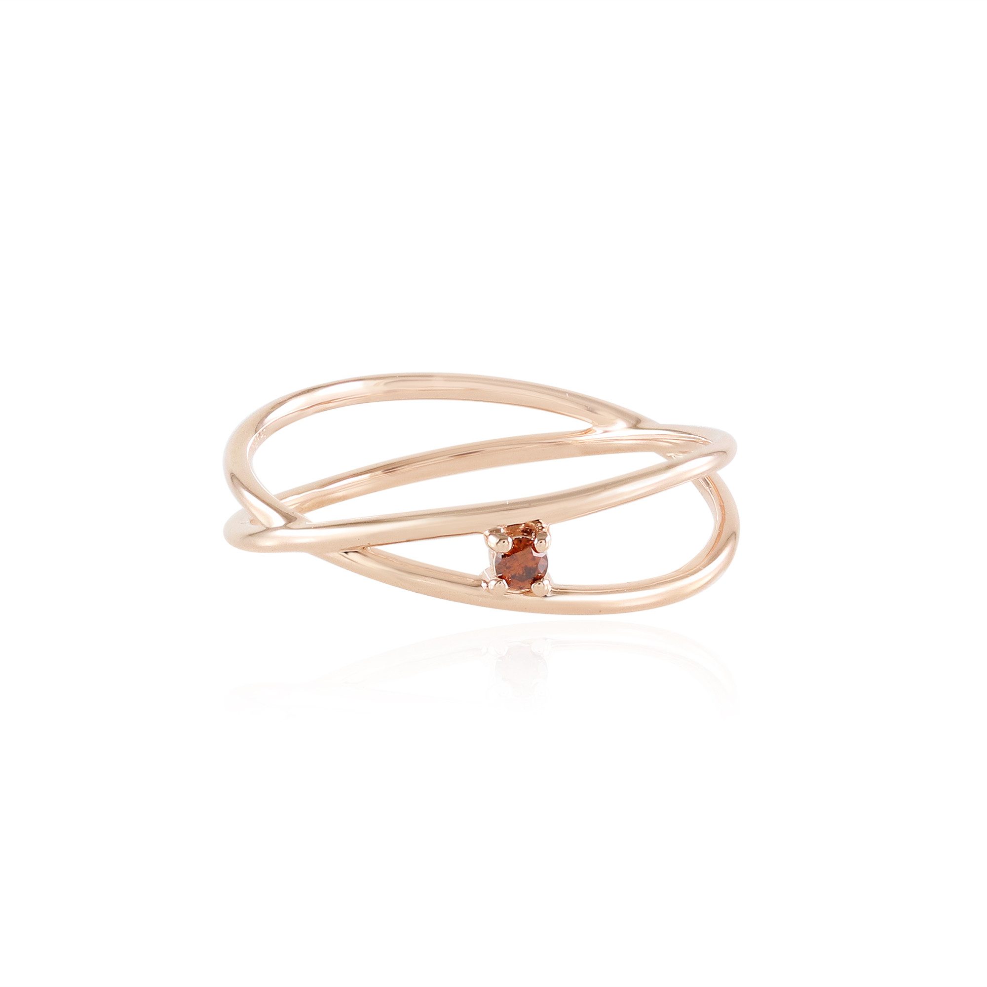 Cavill Diamantring Roter Diamant Rose-Gold Vergoldet Silber Ring (1-tlg)
