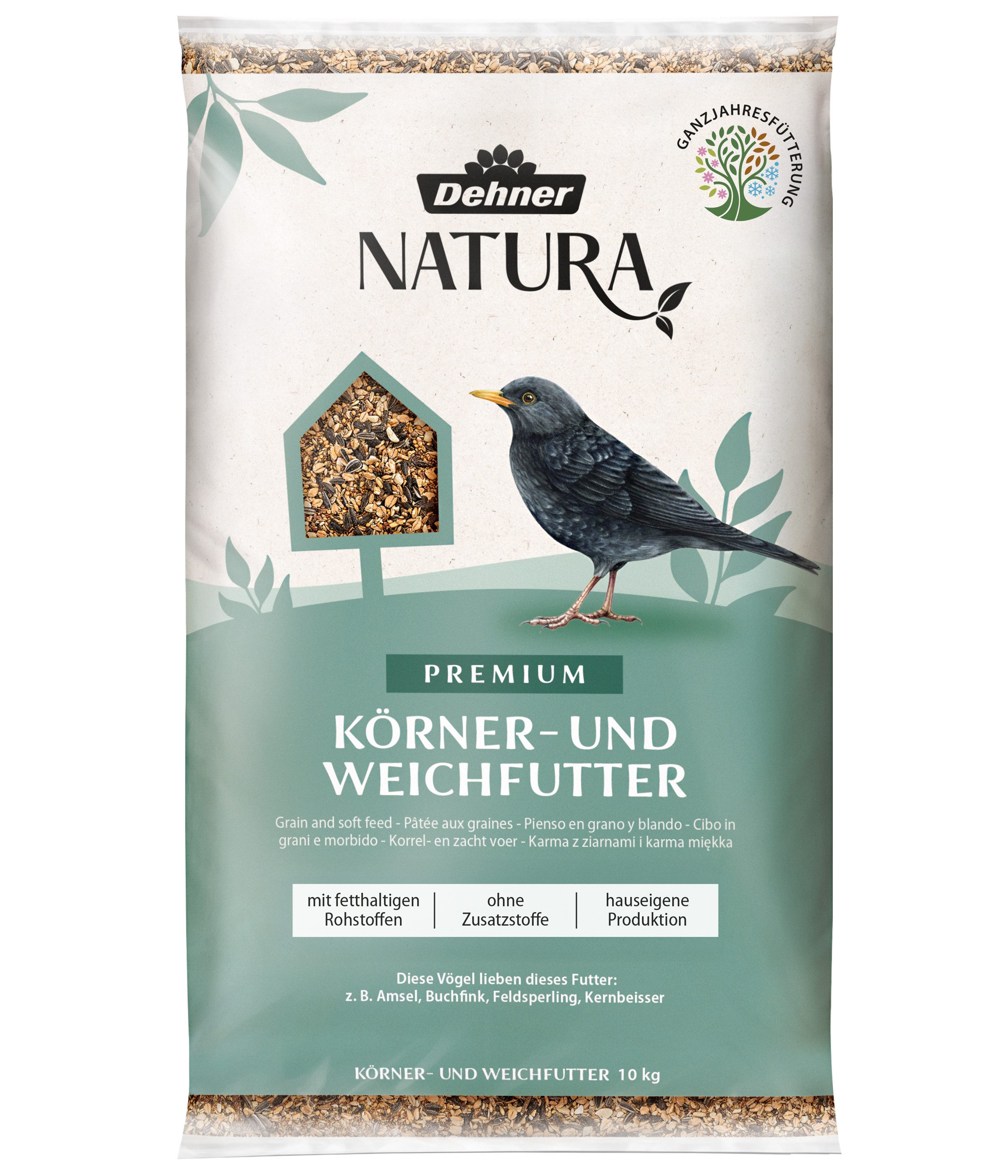 Dehner Natura Premium Wildvogel Körner- und Weichfutter, versch. Größen, Ergänzungsfutter für: Gartenvögel, Wildvogel, hochwertiges Vogelfutter, enthält auch Insekten