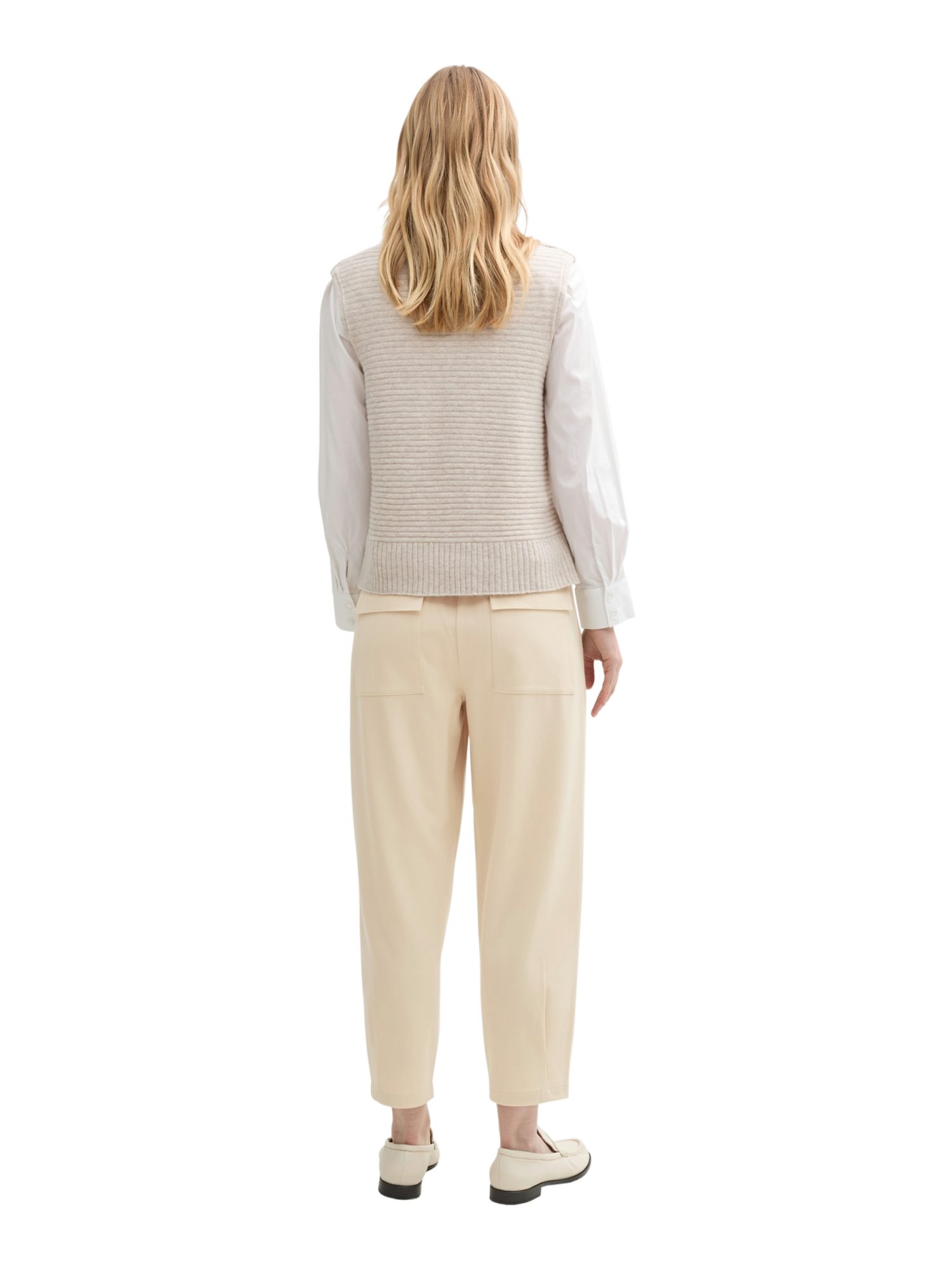 TOM TAILOR 7/8-Hose H natur, Casual, Polyester, Unifarben, Loose Fit, Mittel
