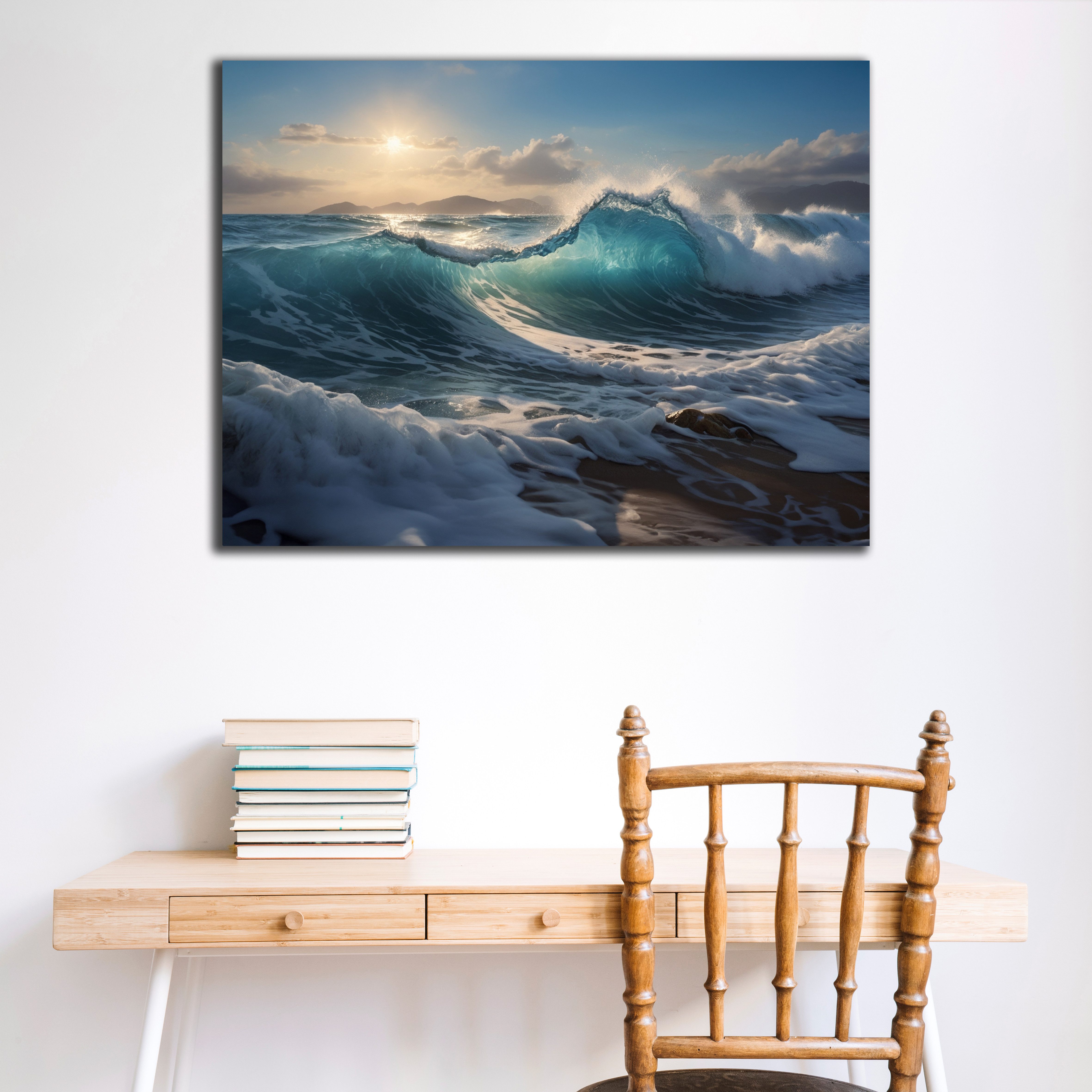DARO Design Leinwandbild Modern Abstrakt Wandbilder XXL Wandbild Wand Deko Leinwand Bilder, (Sturmwellen - Bild groß Wohnzimmer Schlafzimmer Küche Esszimmer Ein – Bild 2 von 5