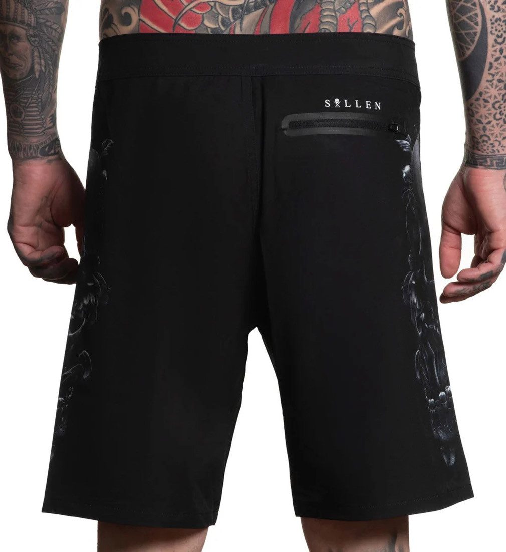 Sullen Clothing Boardshorts Blaq Skull Tattoo Schädel Spinne Badehose