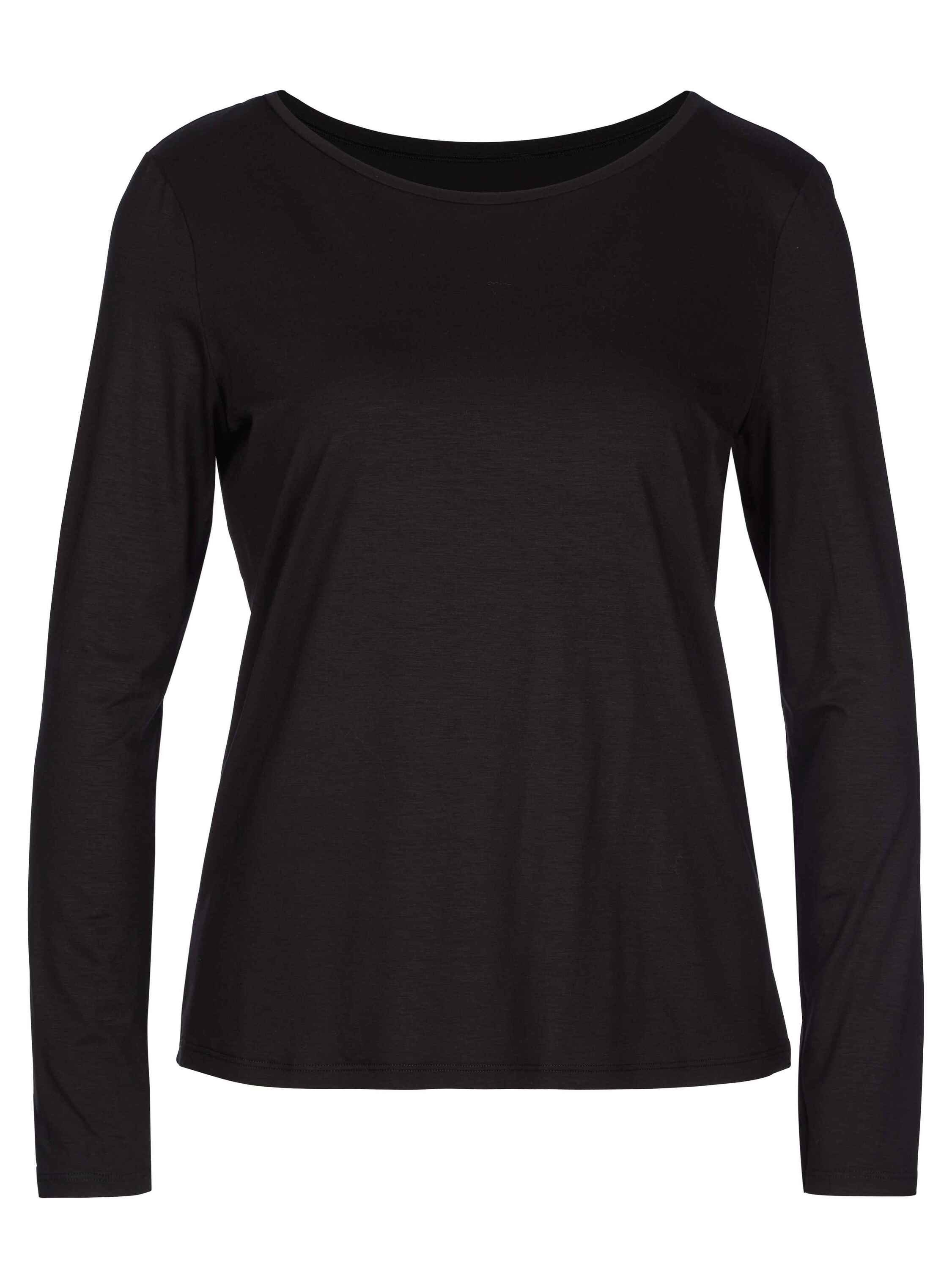 Langarm-Shirt (1-tlg) Pyjamaoberteil schwarz CALIDA