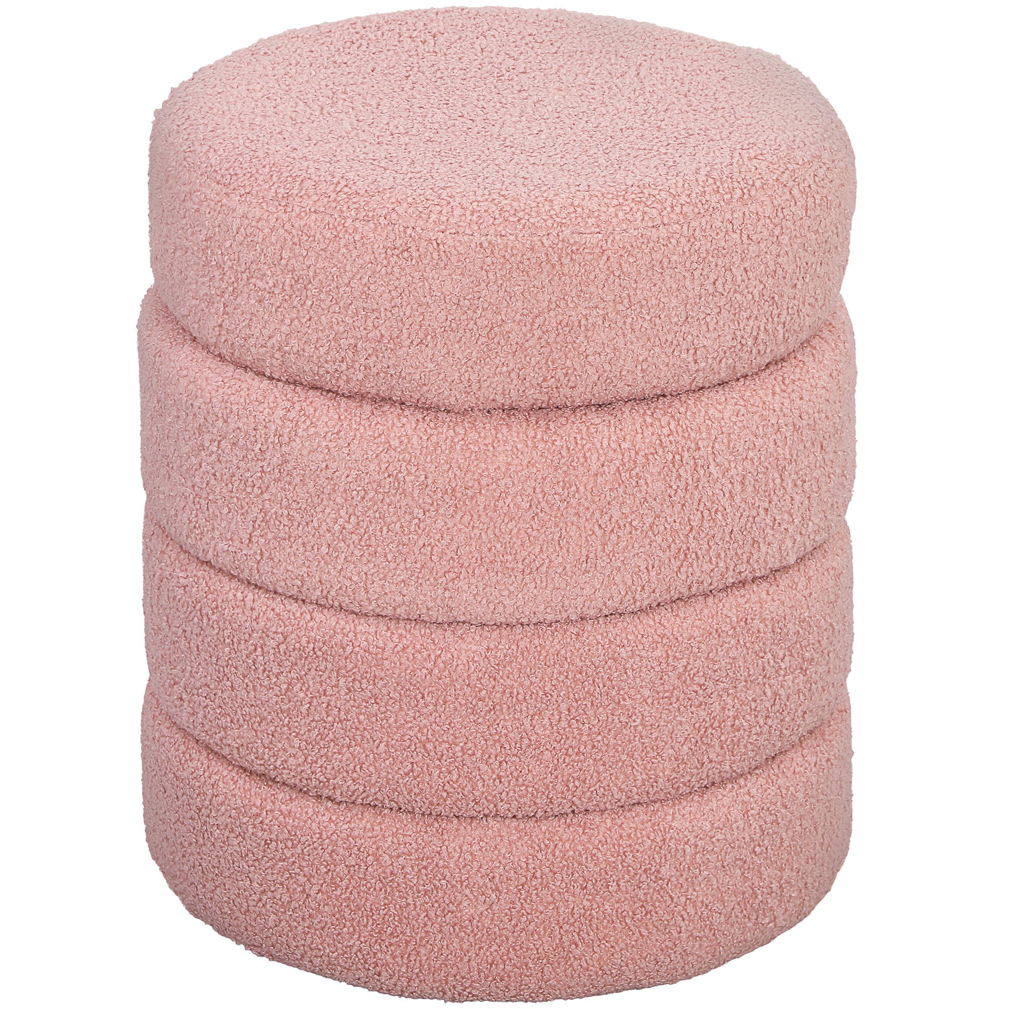 HOMCOM Fußhocker Sitzhocker mit Sitzkissen (Runder Polsterhocker, 1 St., Fußstütze), für Wohnzimmer, Schlafzimmer, Rosa, Ø40 x 45 cm