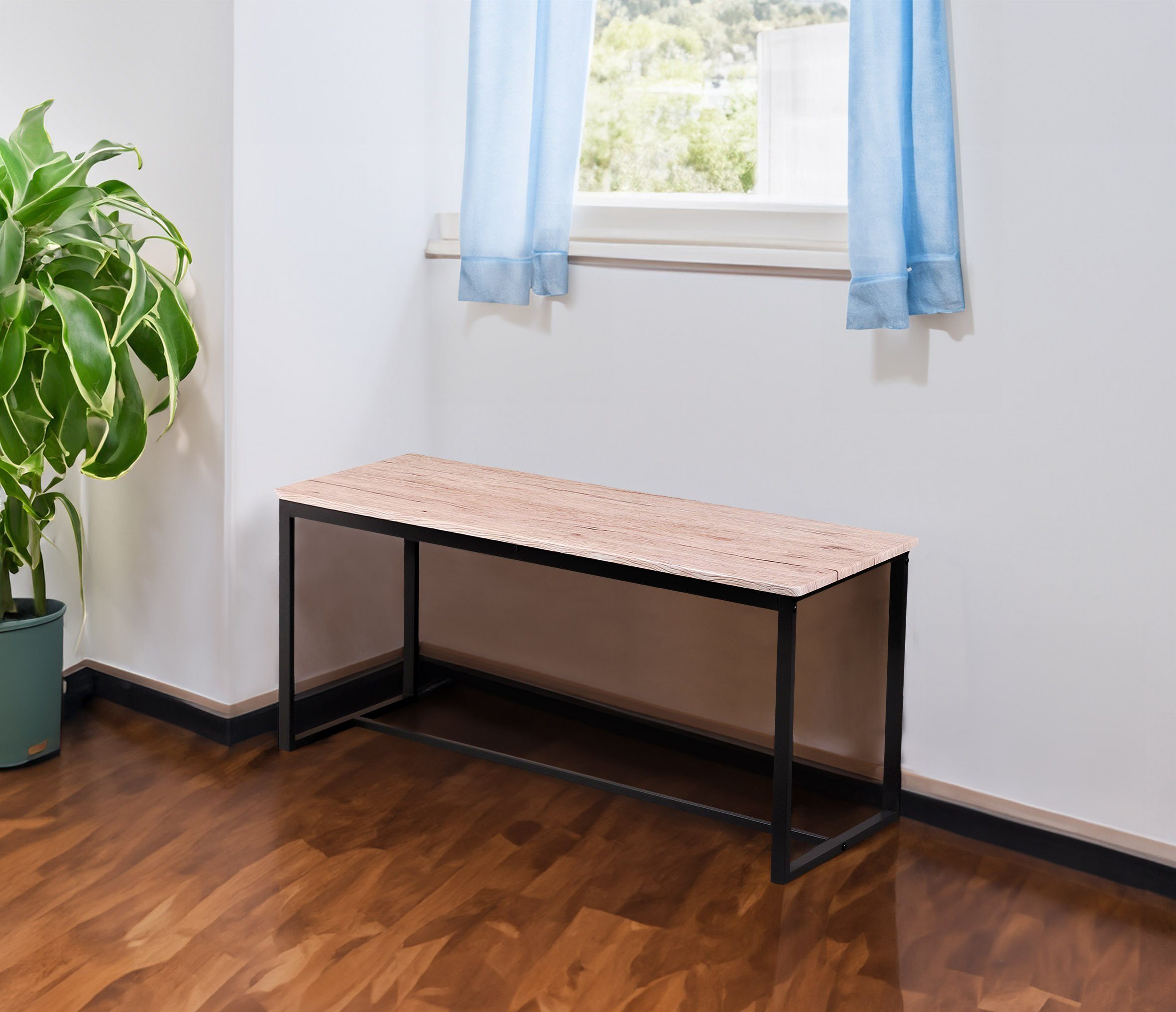 Spetebo Sitzbank Sitzbank mit Metall Gestell - 120 x 35 cm (Packung, 1-St., 1), Esszimmer Bank mit modernem Holzfurnier