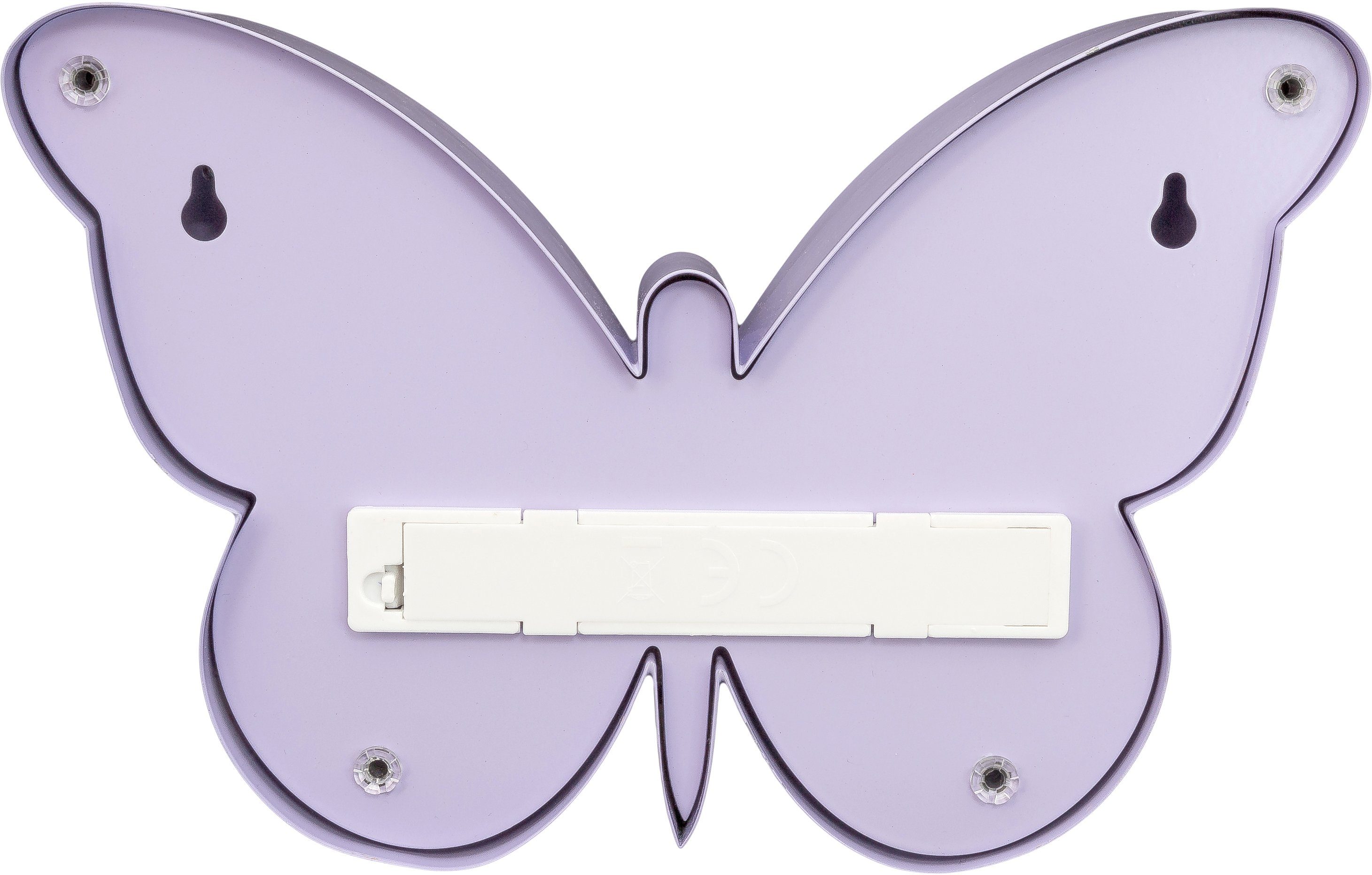MARQUEE LIGHTS LED Dekolicht Butterfly, Wandlampe, fest LEDs 15 15 cm Tischlampe lila integriert, LED 23x mit - Warmweiß, festverbauten Butterfly
