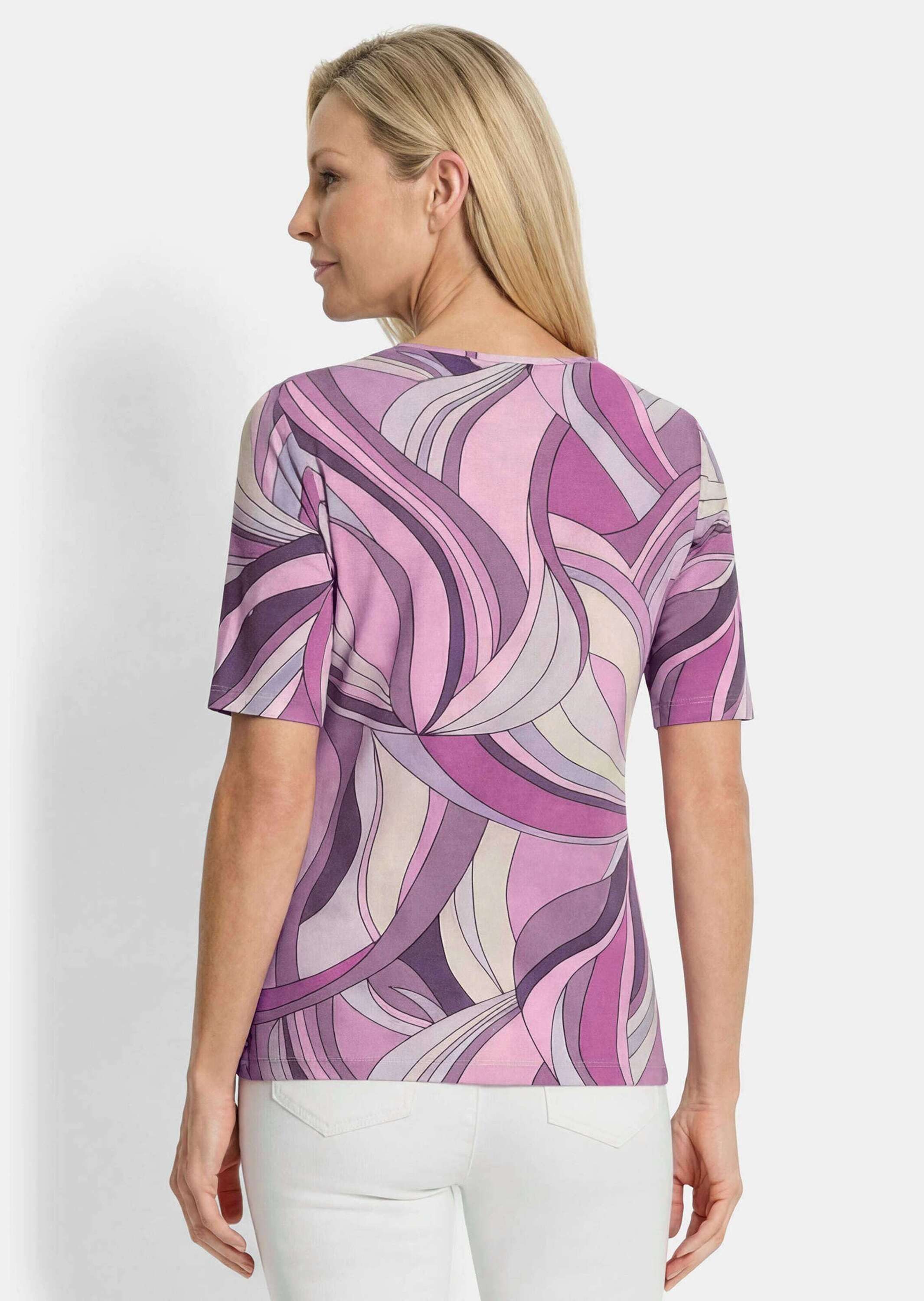 GOLDNER T-Shirt Viskoseshirt mit kunstvollem All-over-Print