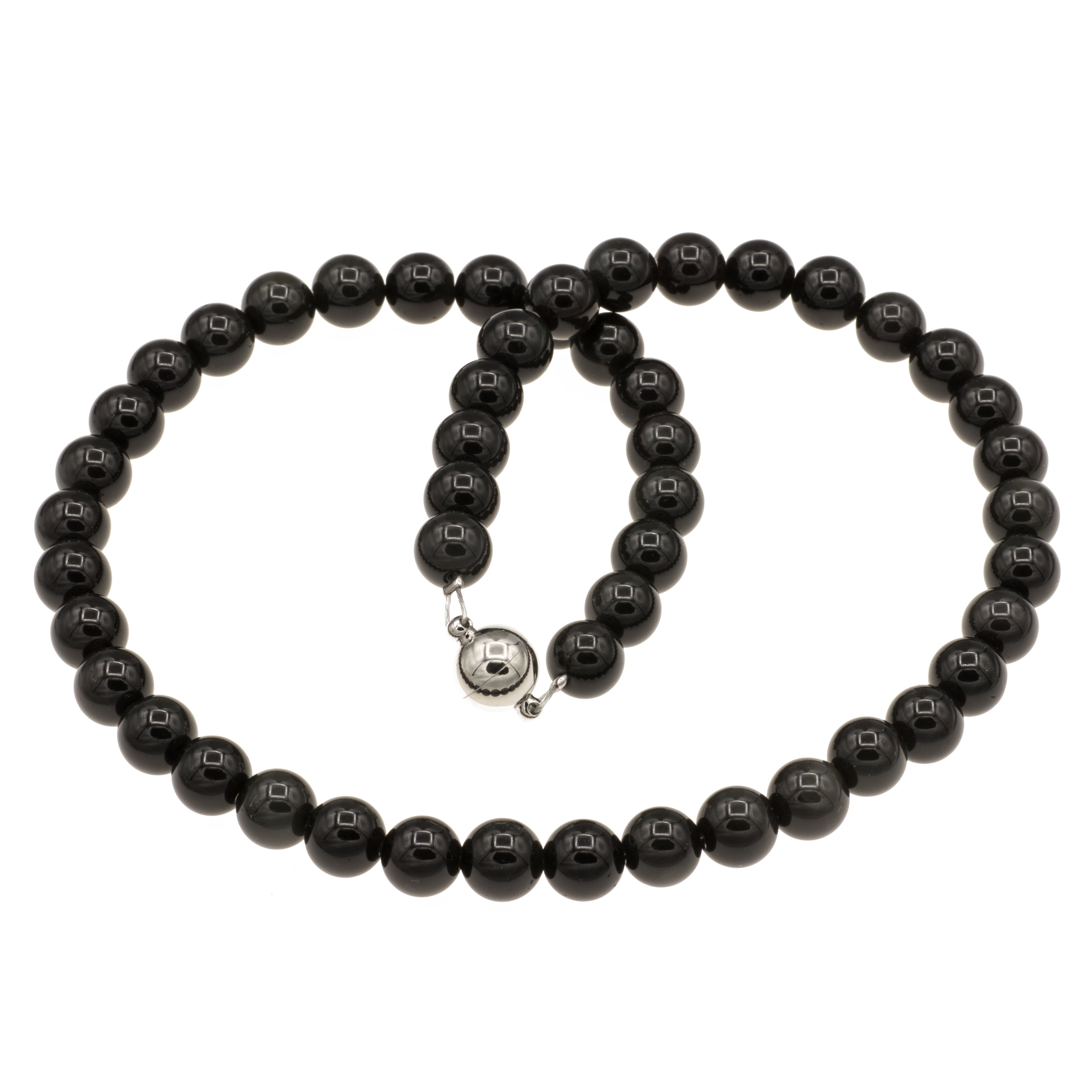 Bella Carina Perlenkette Kette mit 8 mm Onyx Edelstein Perlen, Magnetversch günstig online kaufen