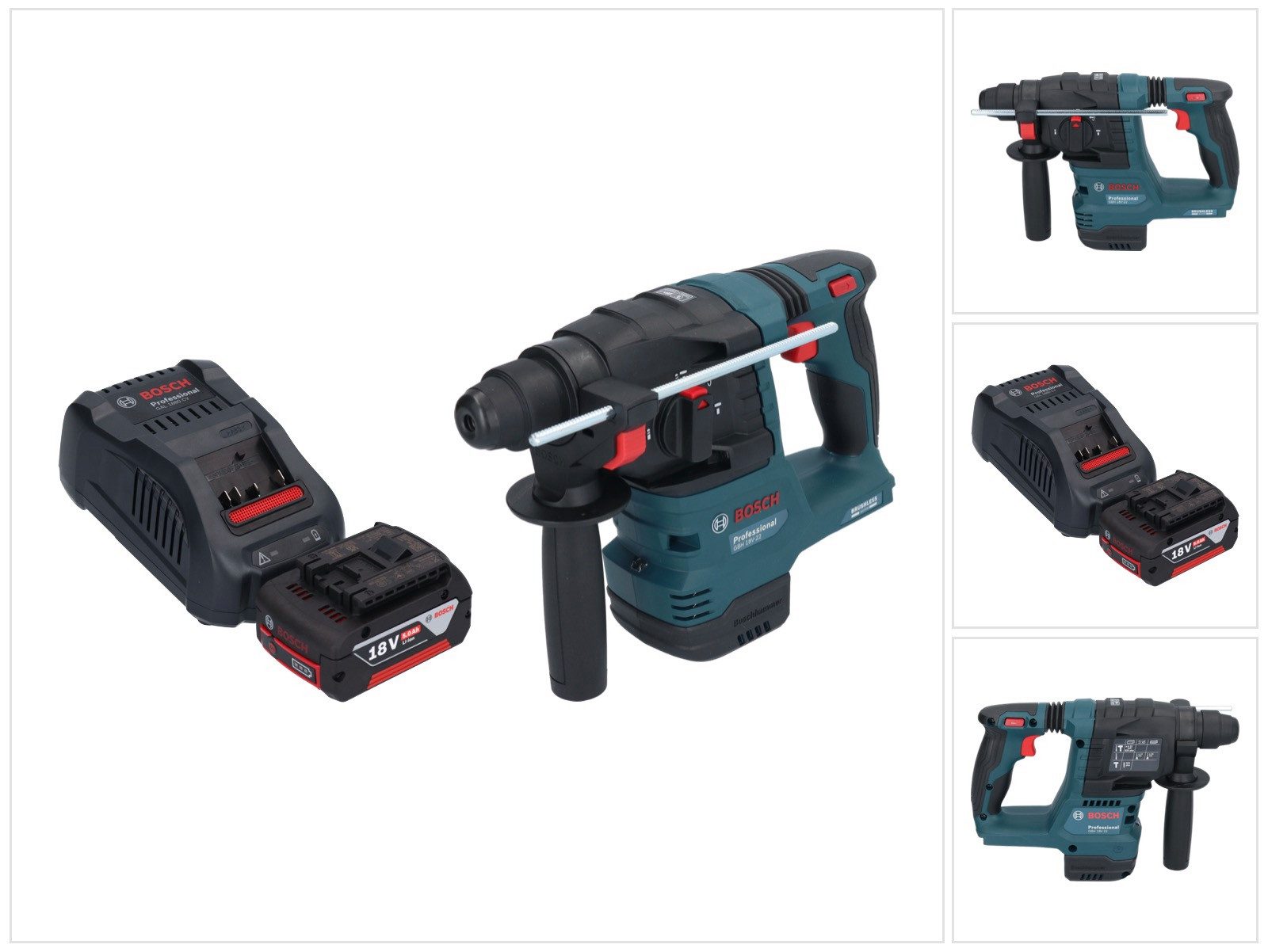 Bosch Professional Akku-Bohrhammer GBH 18V-22 Professional 18 V 1,9 J SDS Plus Brushless