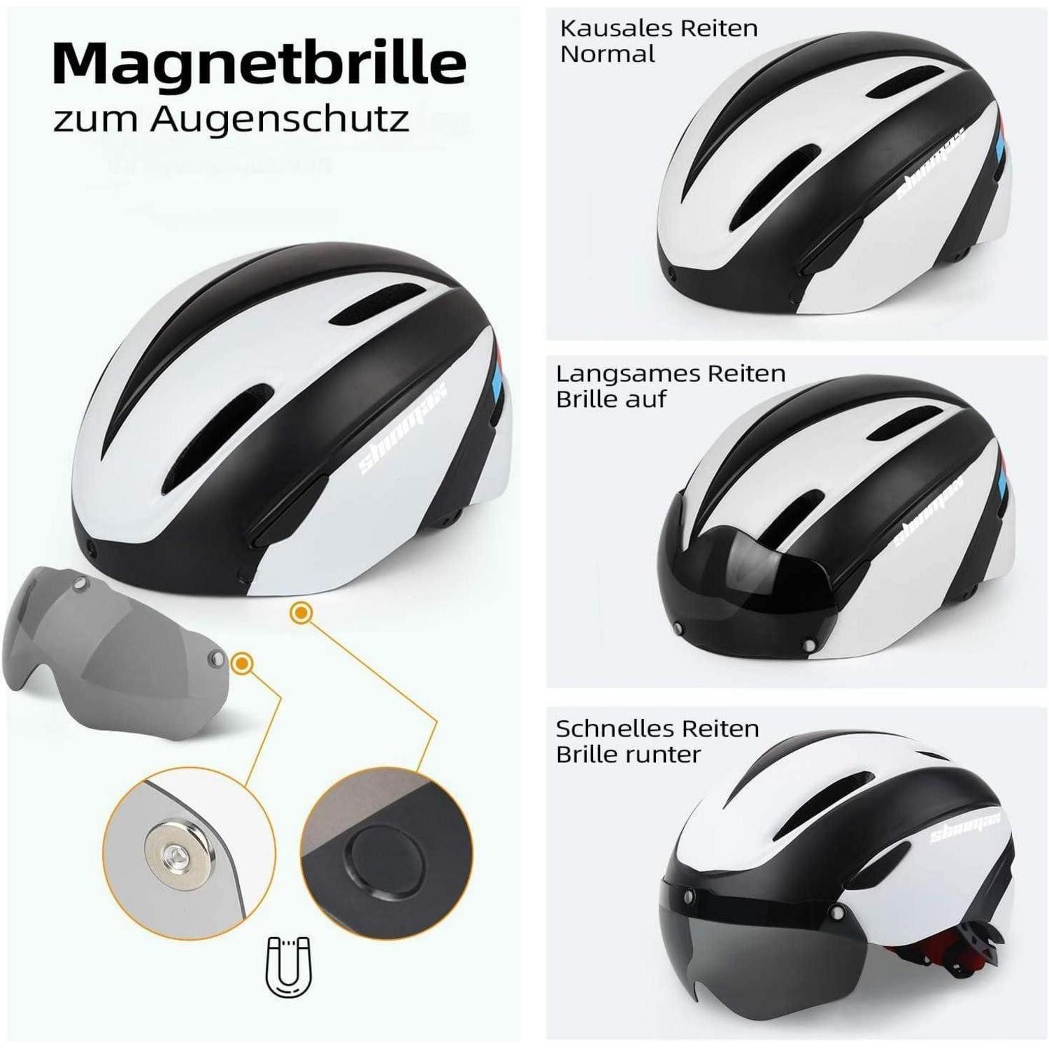 LuxusKollektion Fahrradhelm Fahrradhelm Herren Damen Visier MTB Rennrad Einstellbar Schwarz Weiß