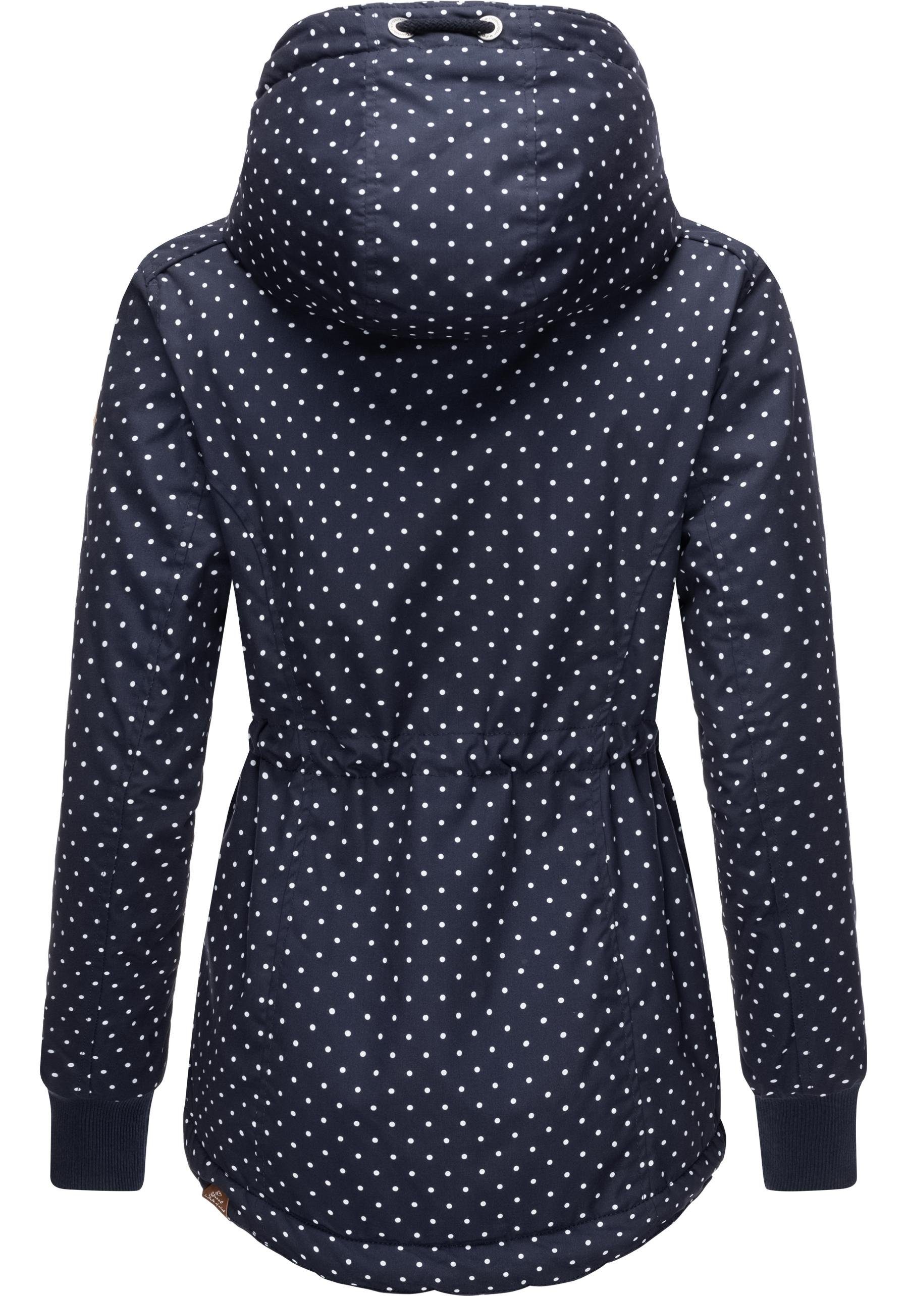 Intl. mit navy Winter Winterjacke Kapuze Ragwear Dots Outdoorjacke Danka stylische