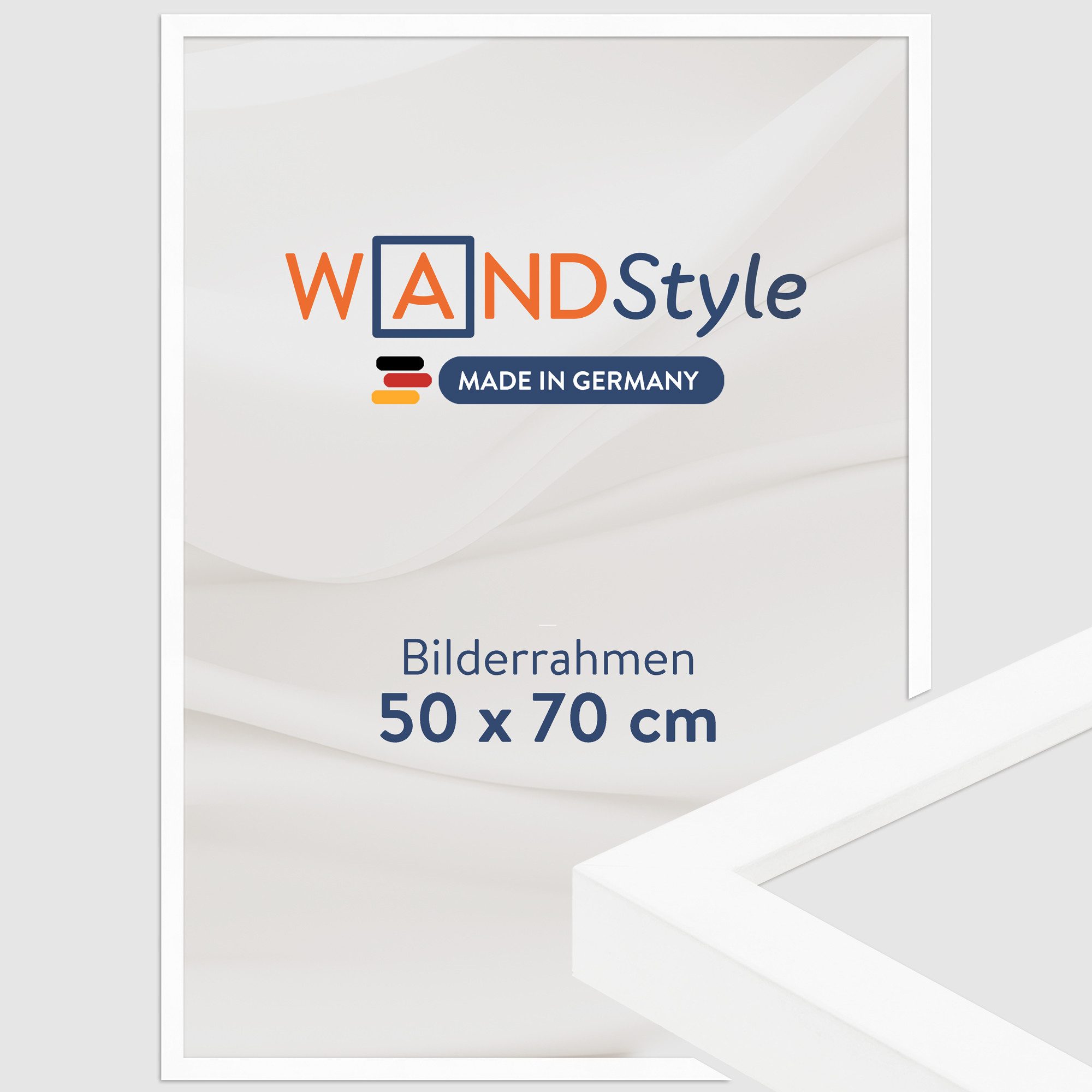 WANDStyle Bilderrahmen H950, Weißer Bilderrahmen 50x70 Holz, Moderner Fotorahmen Weiß 50x70 cm