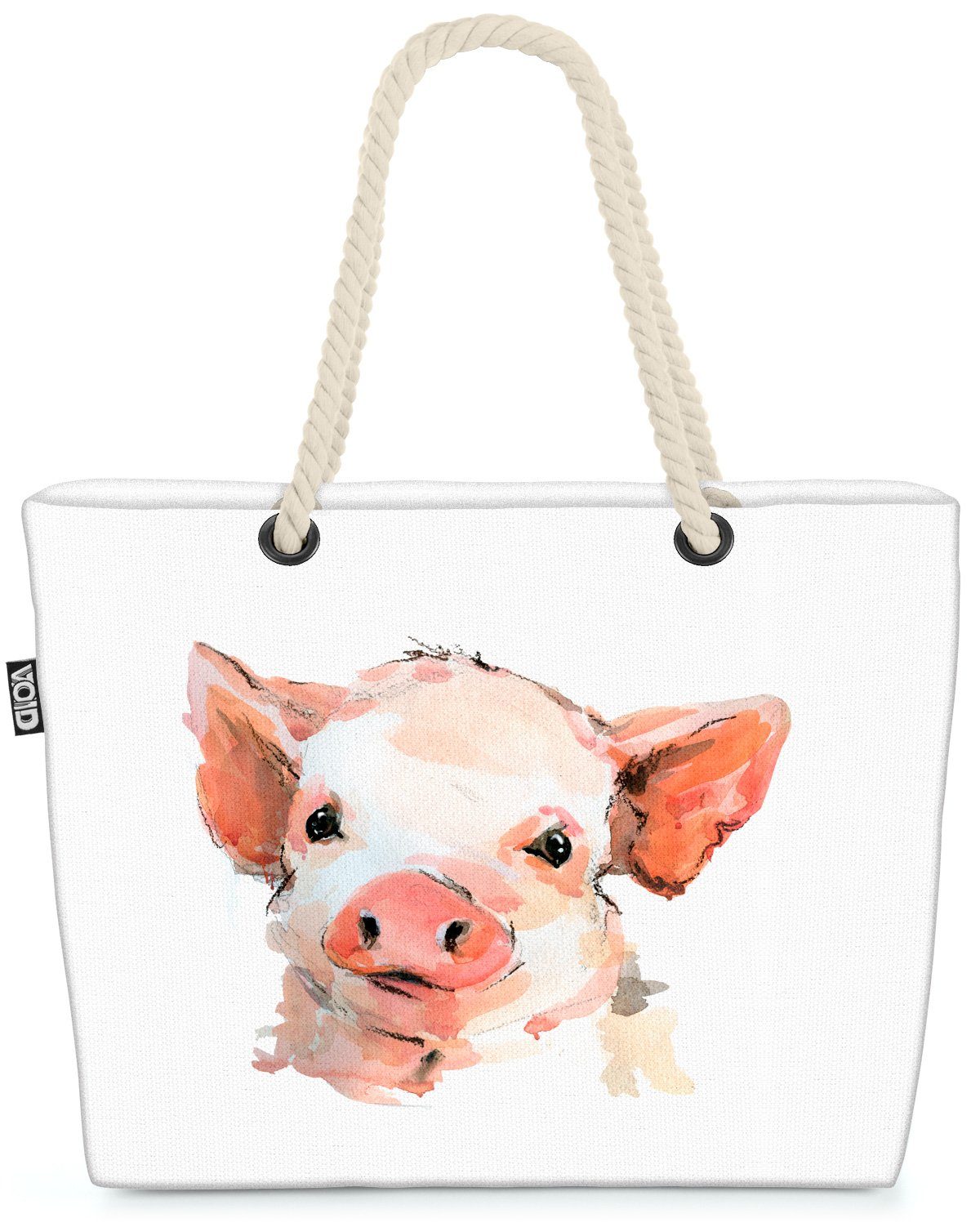 VOID Strandtasche (1-tlg), Schwein Schweinchen Schwein Bauernhof Tiere Kinder Tierbaby Hängebauc