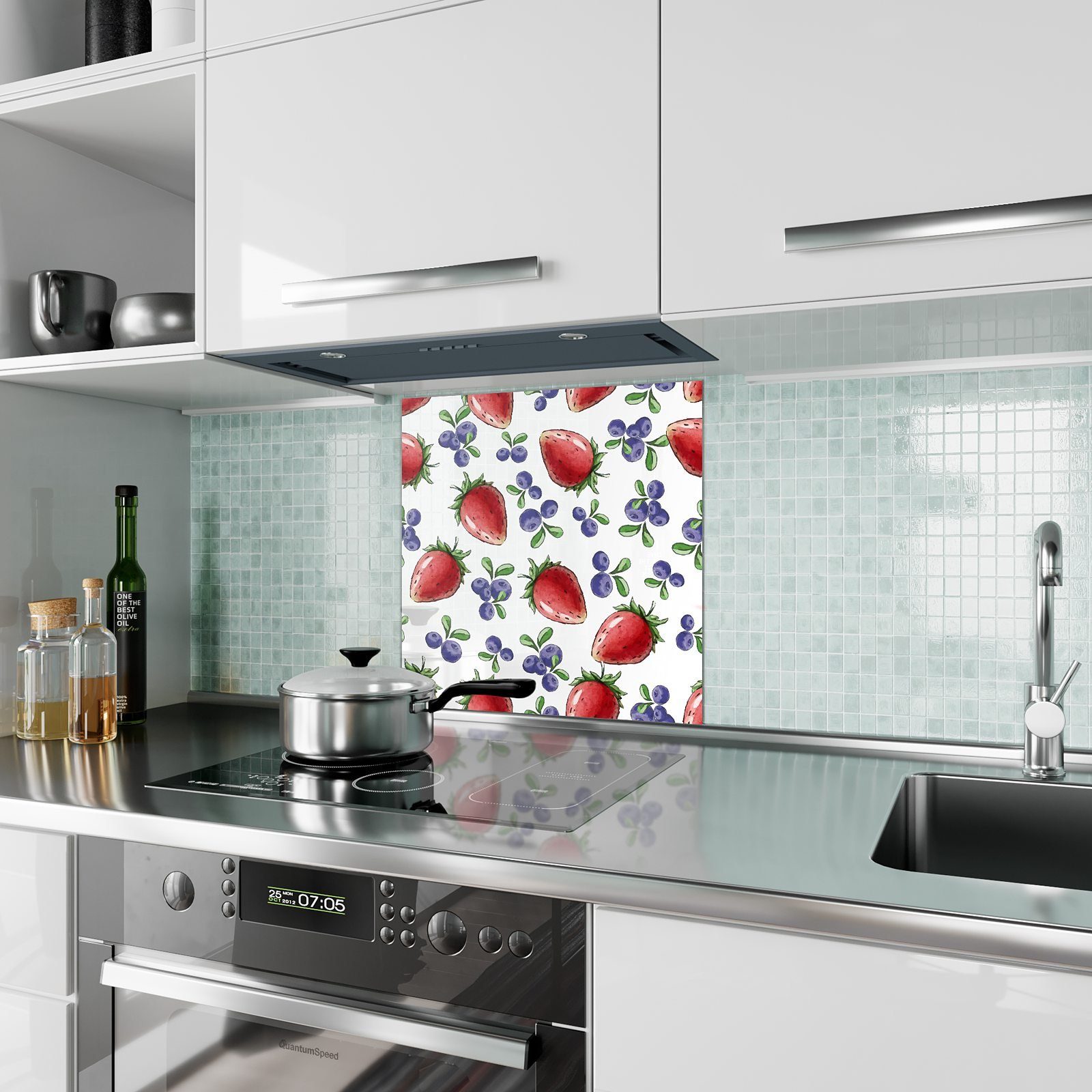 Muster Heidelbeeren mit Motiv aus Küchenrückwand Küchenrückwand Primedeco Spritzschutz Glas