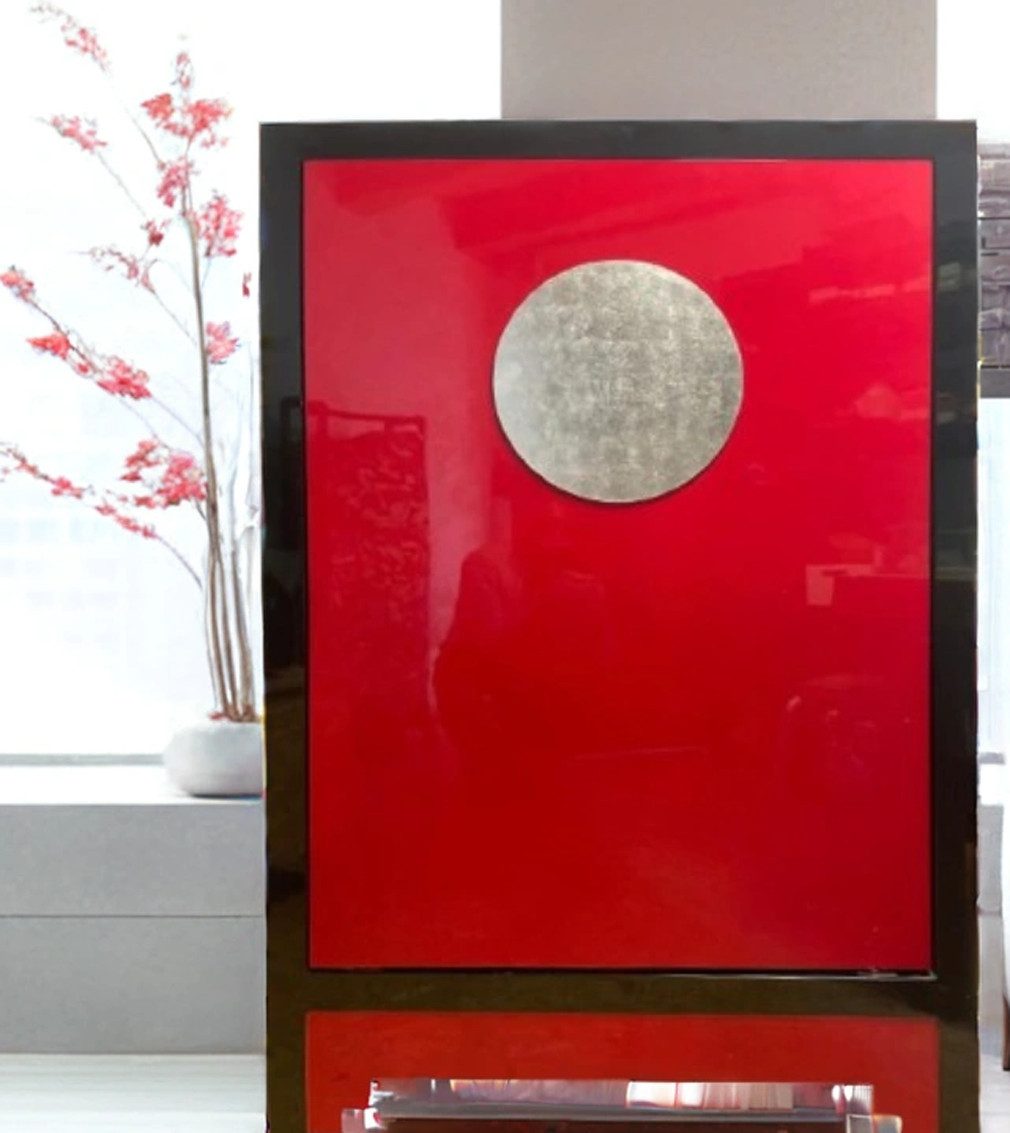OPIUM OUTLET Barschrank Asia Weinschrank Weinbar Hausbar Barschrank (BxTxH = 100 x 50 x 150 cm, asiatisch chinesisch orientalisch komplett montiert) Kommode Schrank Möbel schwarz-rot mit Drehtüre