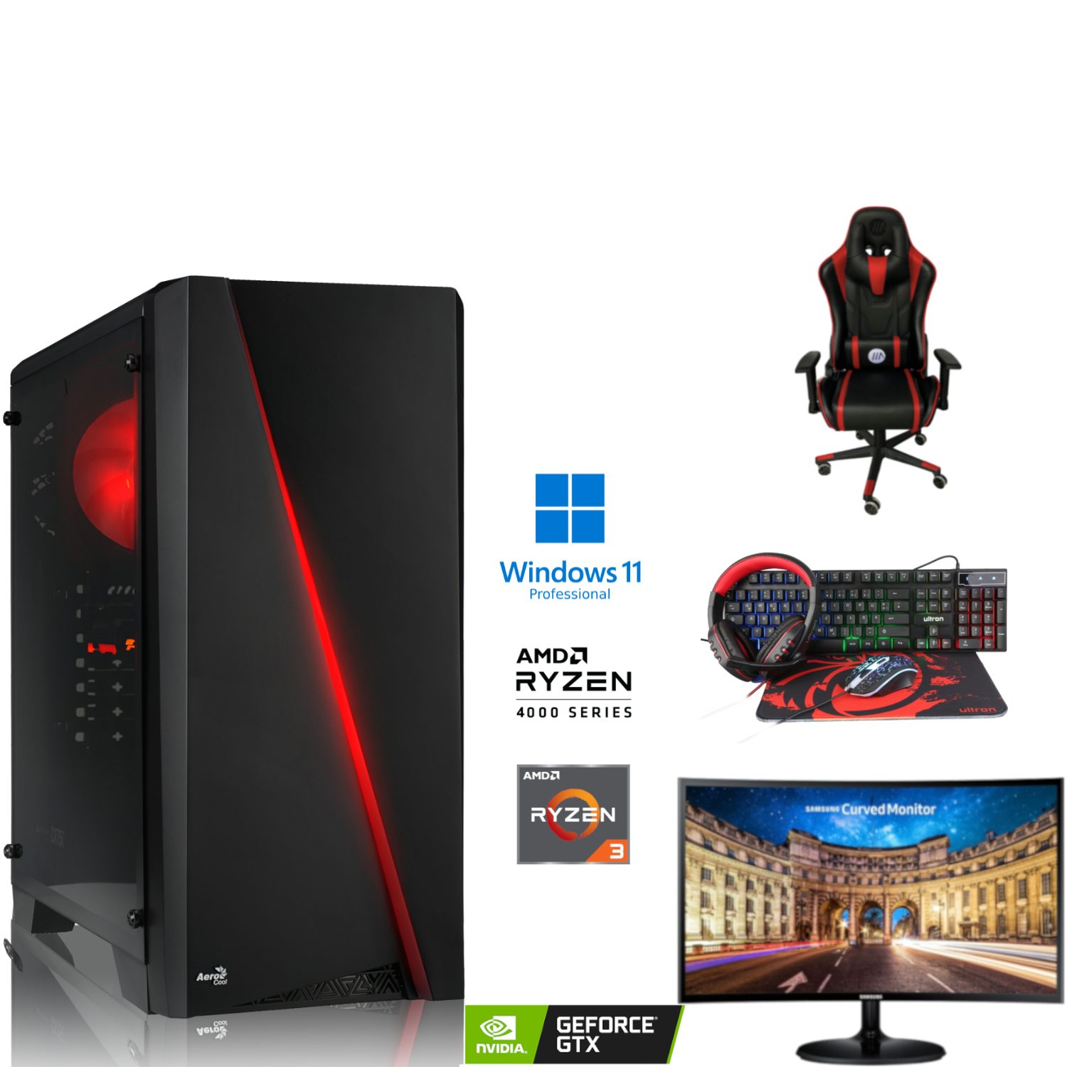 Memory PC Windows 11 Pro GamingPCKomplettsystem (24,00", AMD Ryzen 3