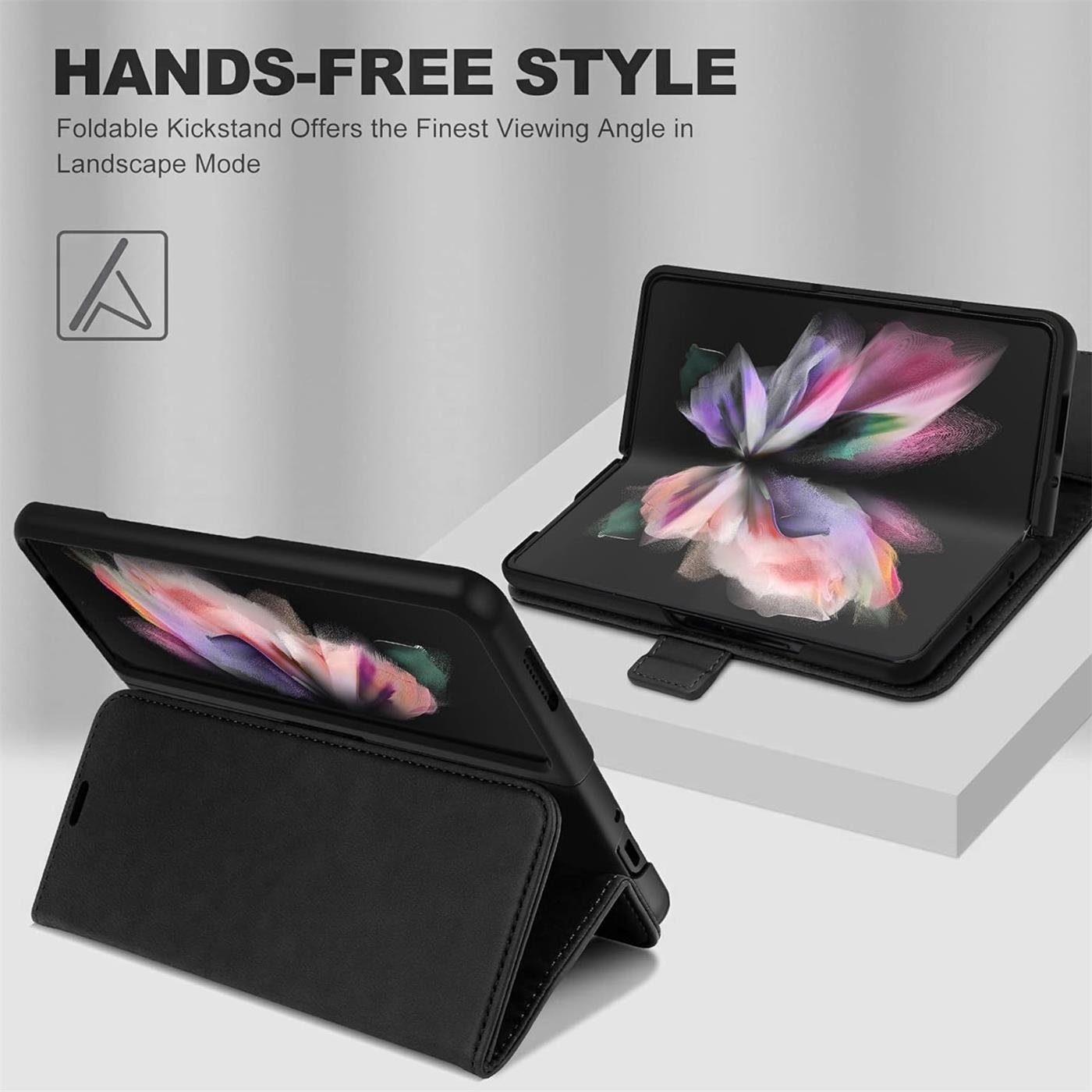 CoolGadget Handyhülle Wallet Klapptasche Cover Case für Samsung Galaxy Z FOLD 3 7,6 Zoll, Handy Tasche mit RFID Schutz Kartenfach Book Schutzhülle