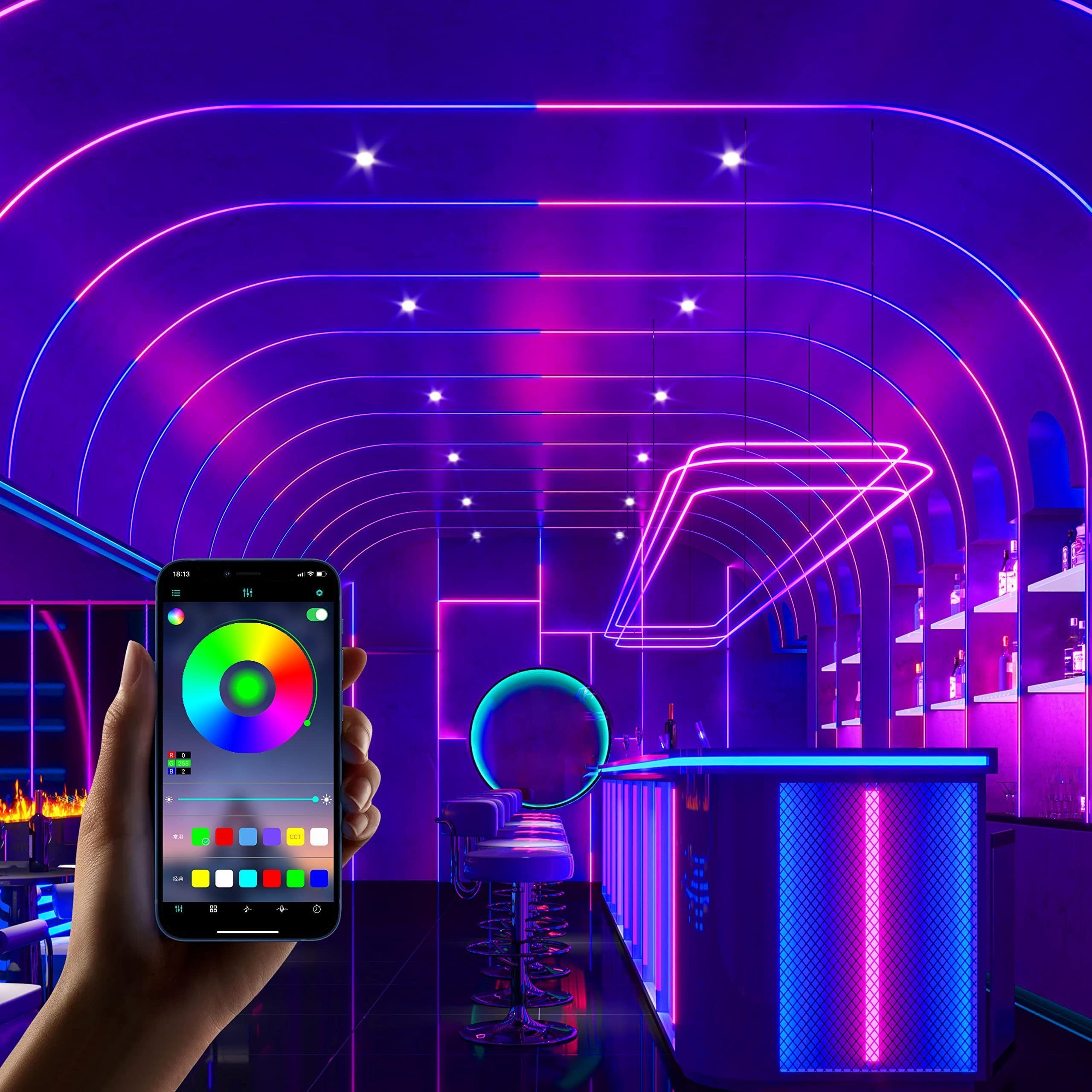 LED-Streifen, 30M, RGB mit einstellbar LED-Streifen ZMH Music App 1x Sync 2-flammig, Fernbedienung