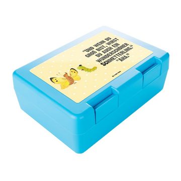 Mr. & Mrs. Panda Butterdose Raupe Schmetterling - Gelb Pastell - Geschenk, Brotzeitbox, Tiermotiv, Premium Kunststoff, (1-tlg), Sicherer Verschluss
