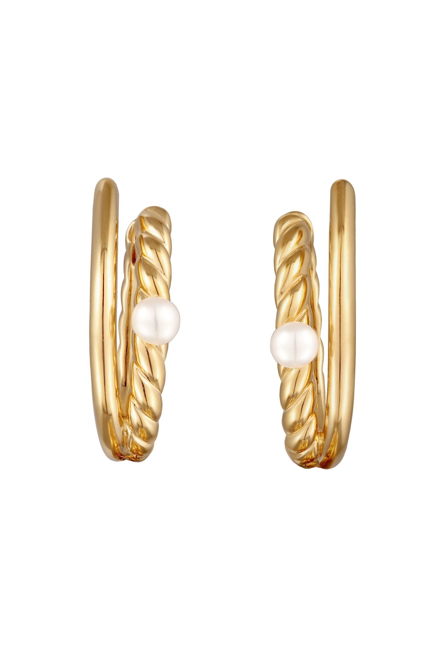 Elli Premium Paar Creolen Creolen Kordellook Süßwasserperle 925 Silber günstig online kaufen