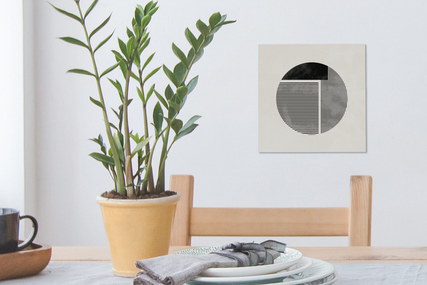 OneMillionCanvasses® Leinwandbild Minimalismus - Schlafzimmer Kreis St), (1 - Bilder für Wohnzimmer Leinwand Design