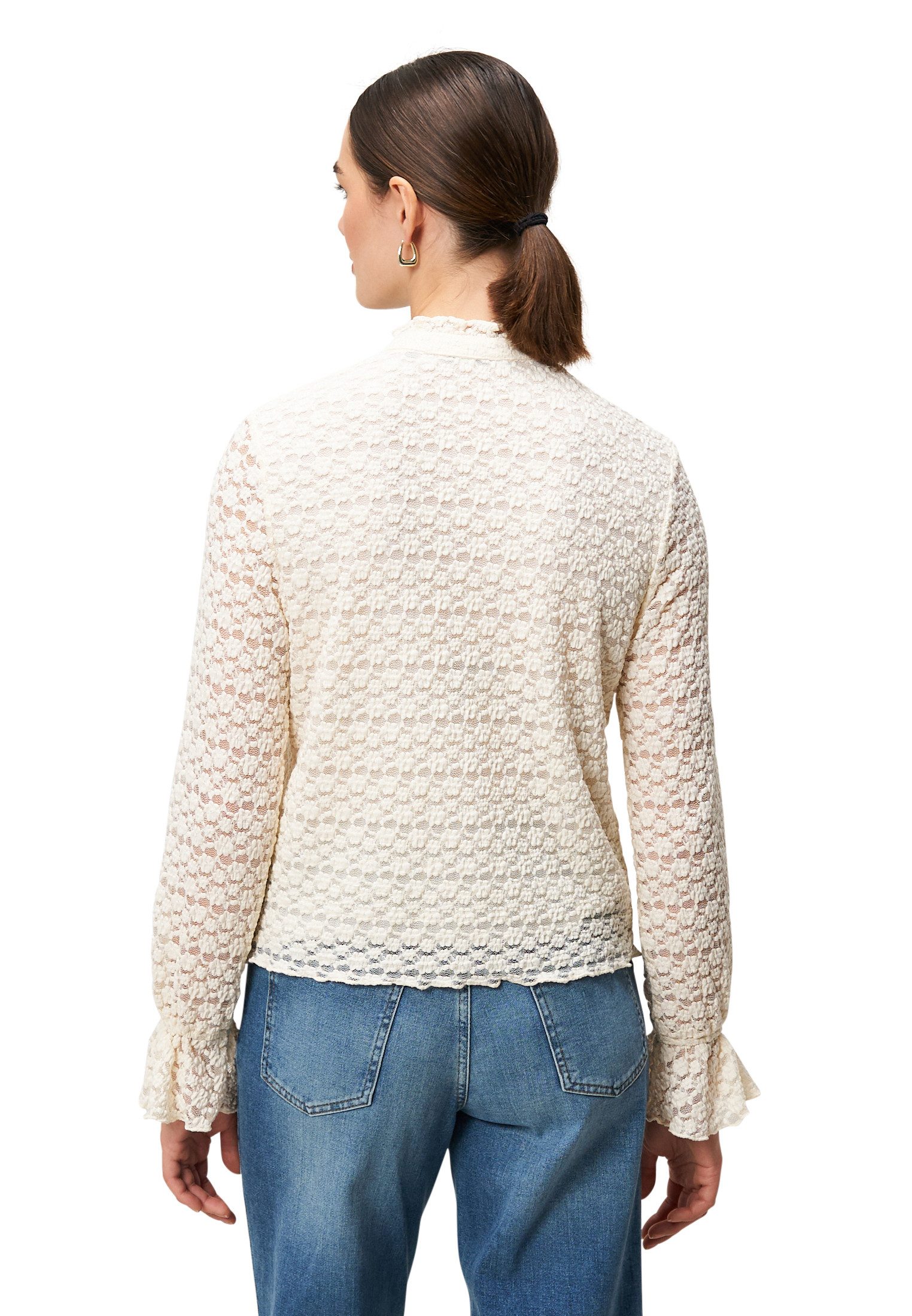 Zero Spitzenbluse Damen mit Knopfleiste