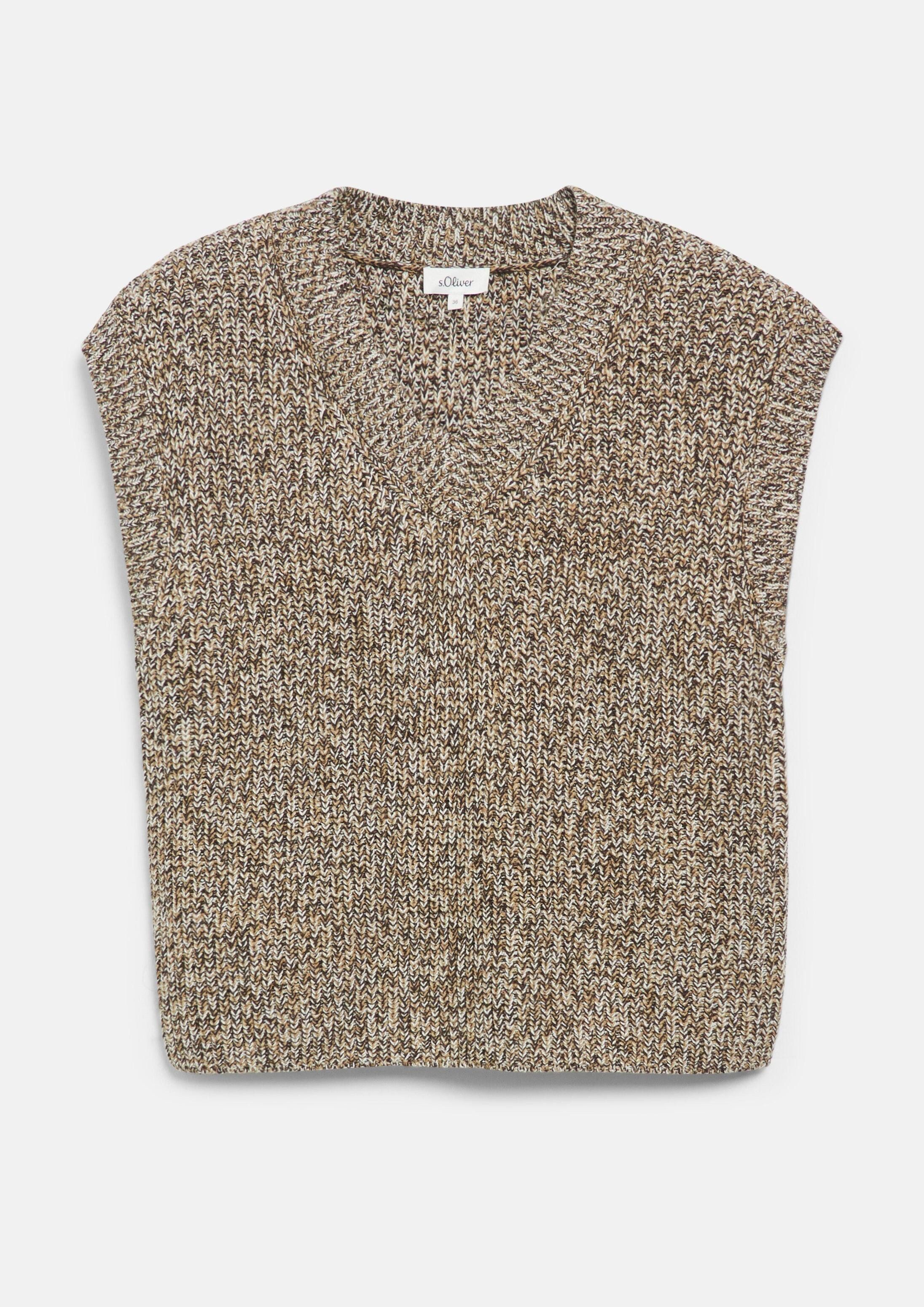 s.Oliver Kurzarmpullover Strickpullover Melierter Strickpullunder