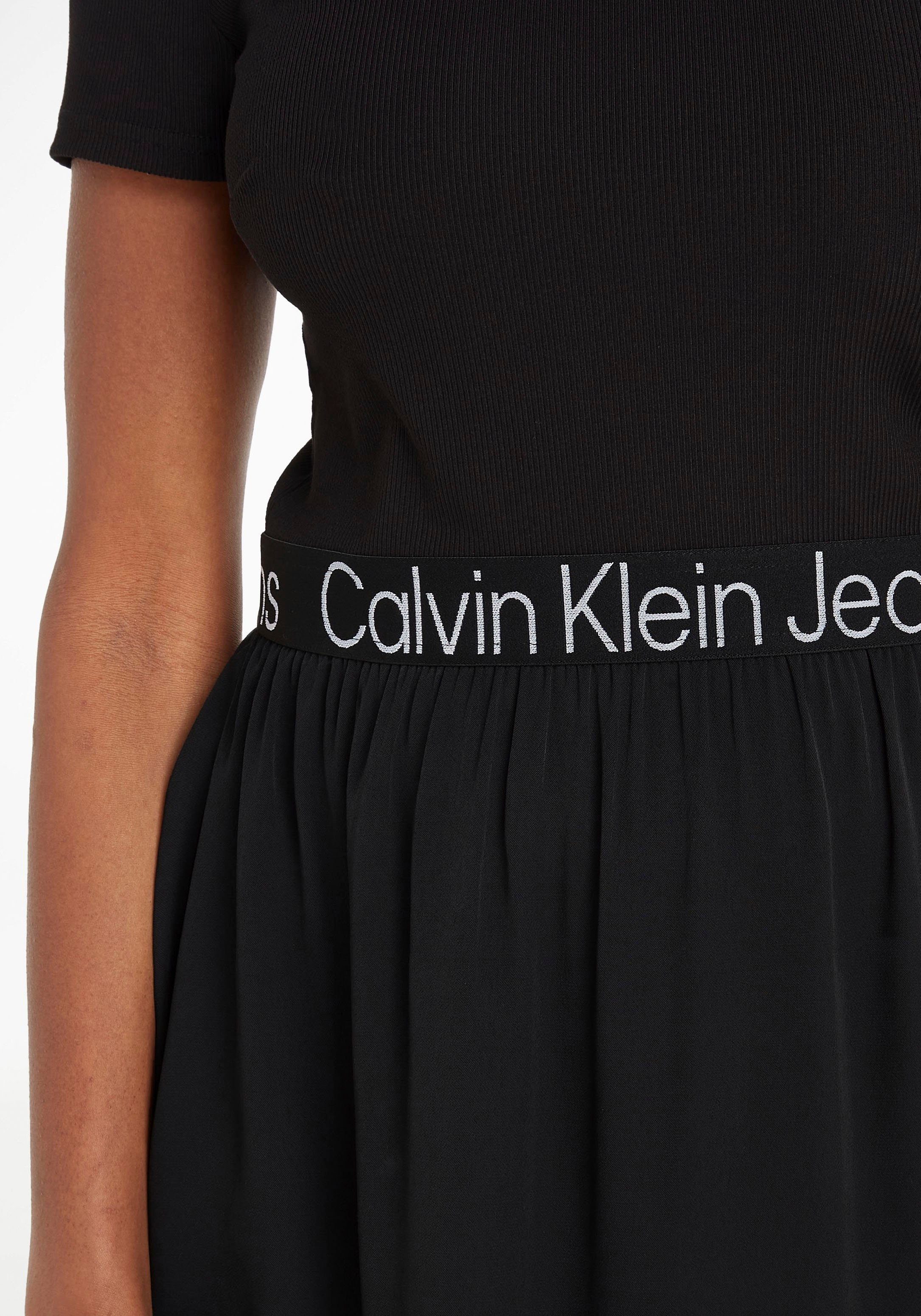 Calvin schwarz Klein 2-in-1-Kleid im Jeans Materialmix