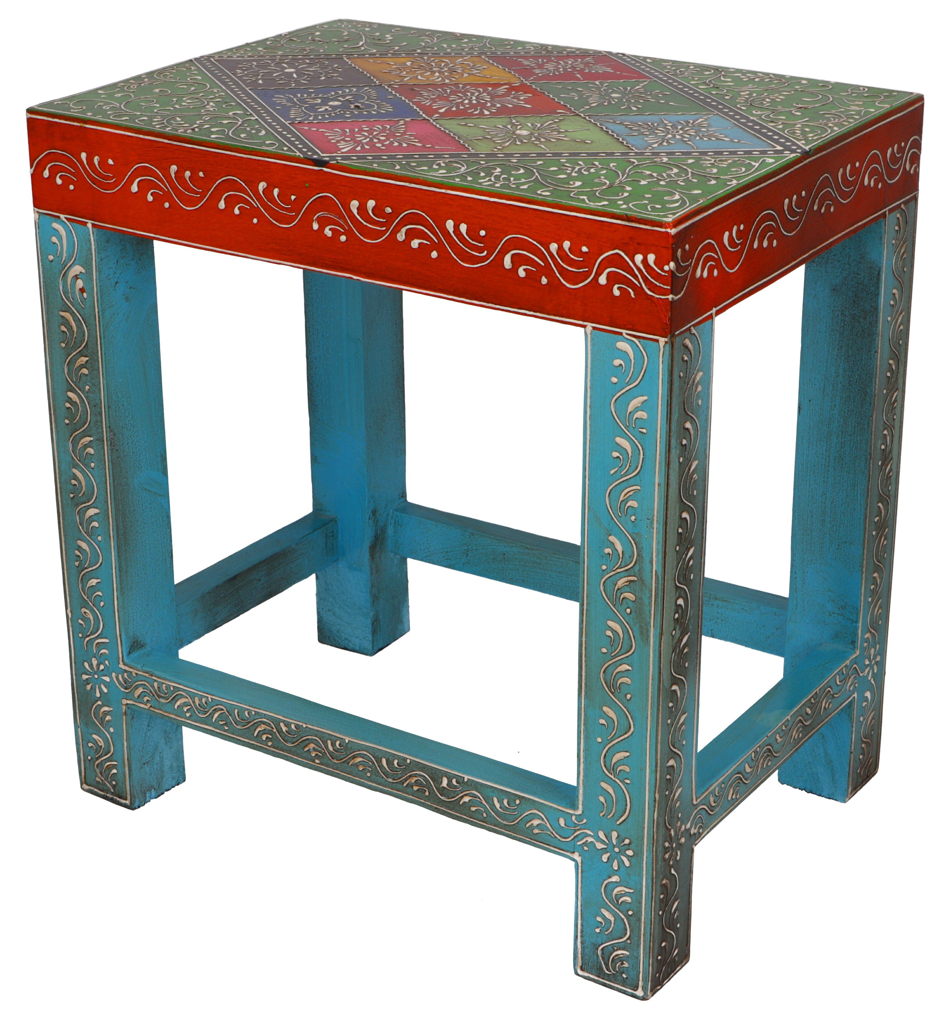 Guru-Shop Couchtisch Bemalter kleiner Beistelltisch, Hocker - Modell..