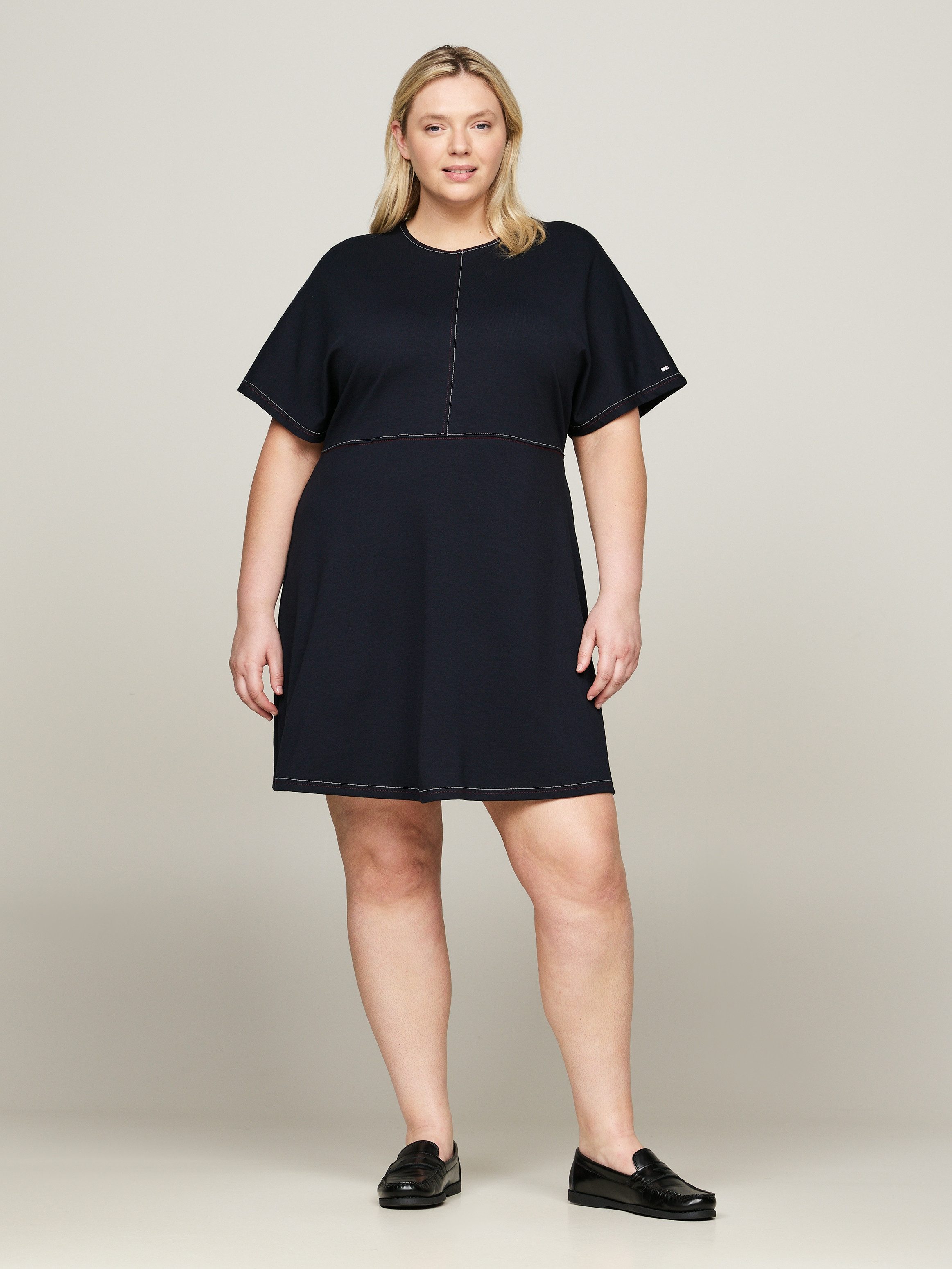 Tommy Hilfiger Curve Blusenkleid CRV GLOBAL STP STITCH F&F DRS SS Große Grö günstig online kaufen