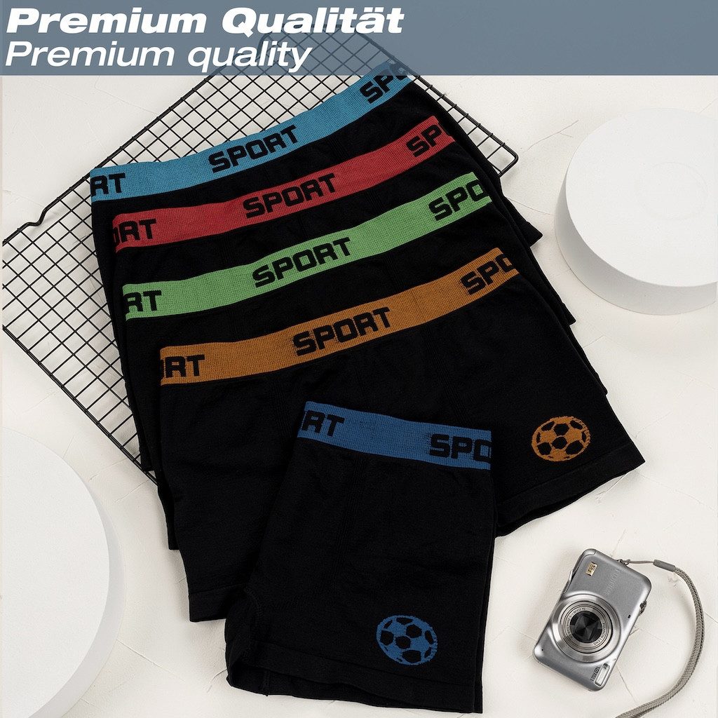 LOREZA Boxershorts 10er Set Jungen Boxershorts - Fussball - Bunt (Spar-Packung, 10-St)