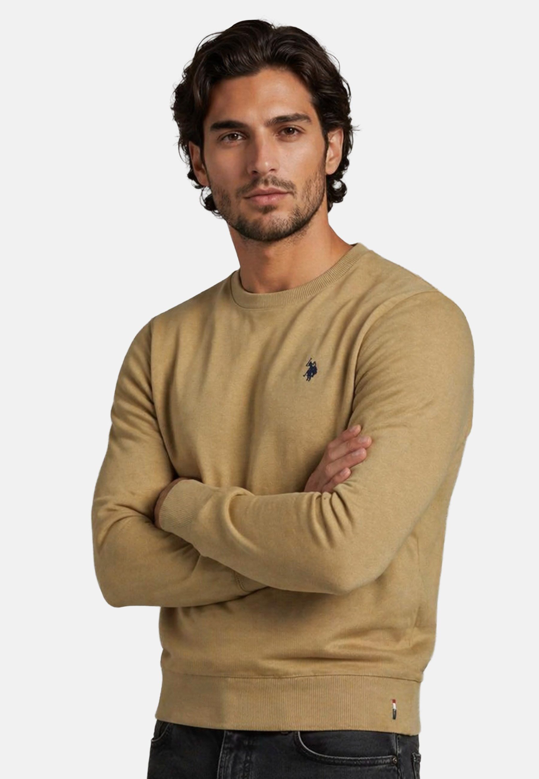 U.S. Polo Assn. Rundhalspullover USJaxxon – Herren Sweatshirt mit Rundhalsausschnitt Weiche Baumwollmischung, formstabil und mit Logo-Stickerei