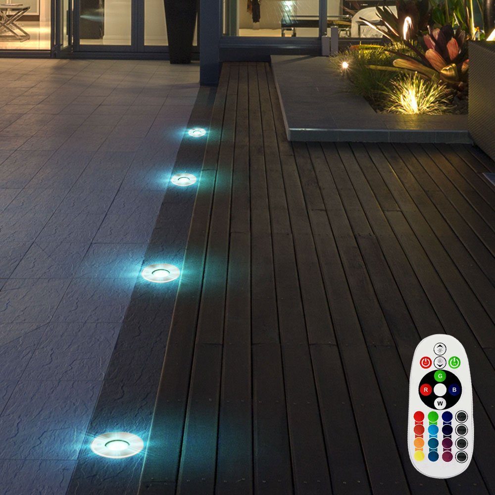 LED Boden Einbau Lampen Edelstahl RGB Fernbedienung Garten Dimmer Außen  Strahler