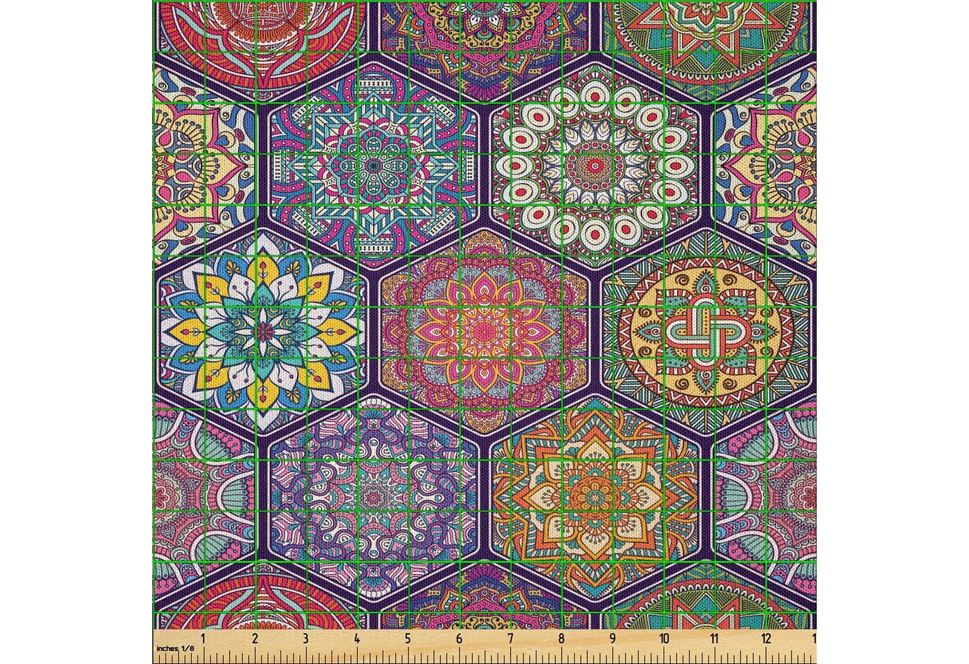 Thumbnail - Abakuhaus Stoff DIY Bastler Stoff für Dekorationszwecke, Mandala Oriental Hexagon Motiv