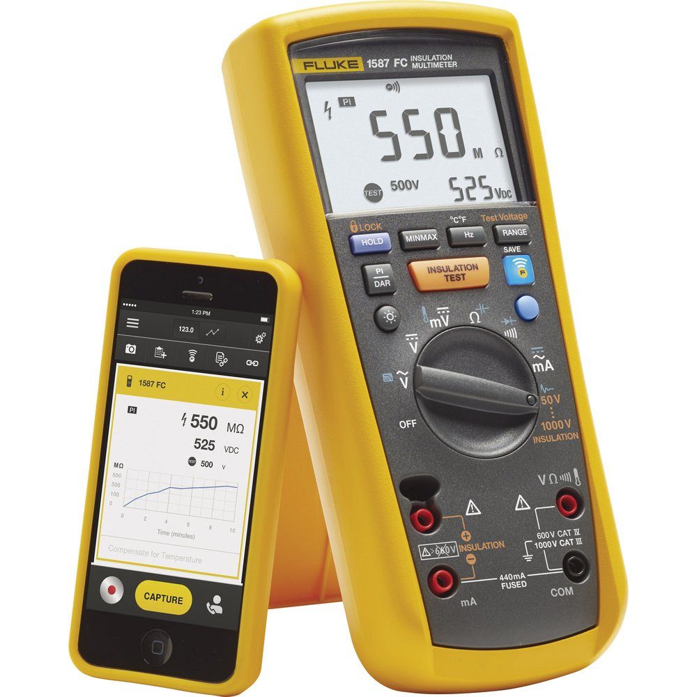 Thumbnail - Fluke Spannungsprüfer Fluke 1587/MDT FC Isolationsmessgerät 50 V, 100 V, 250 V, 500 V, 1000