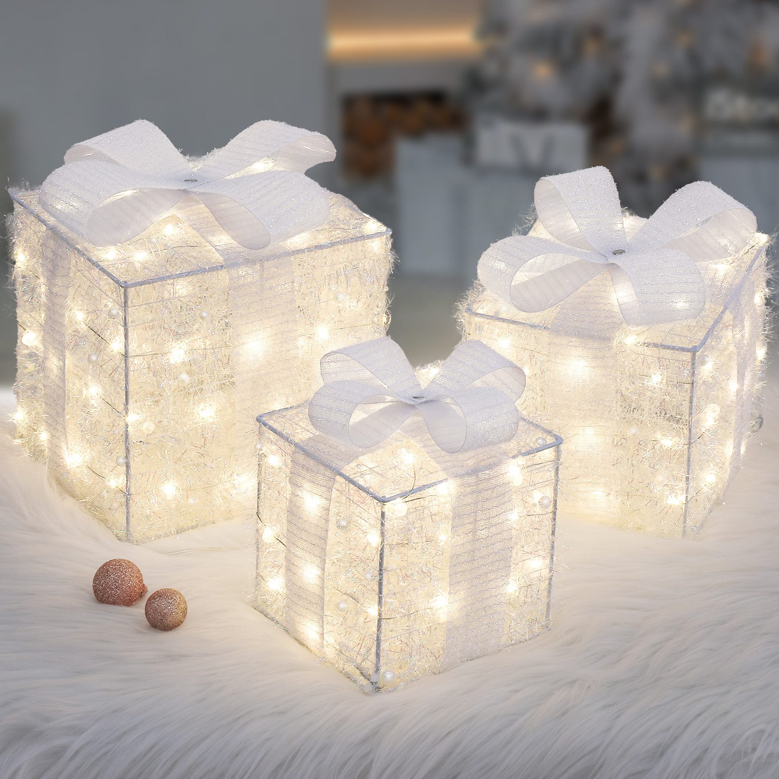 Elegear Dekolicht 3er-Set 140 LED Geschenkbox Weihnachten, Beleuchtete Weih günstig online kaufen