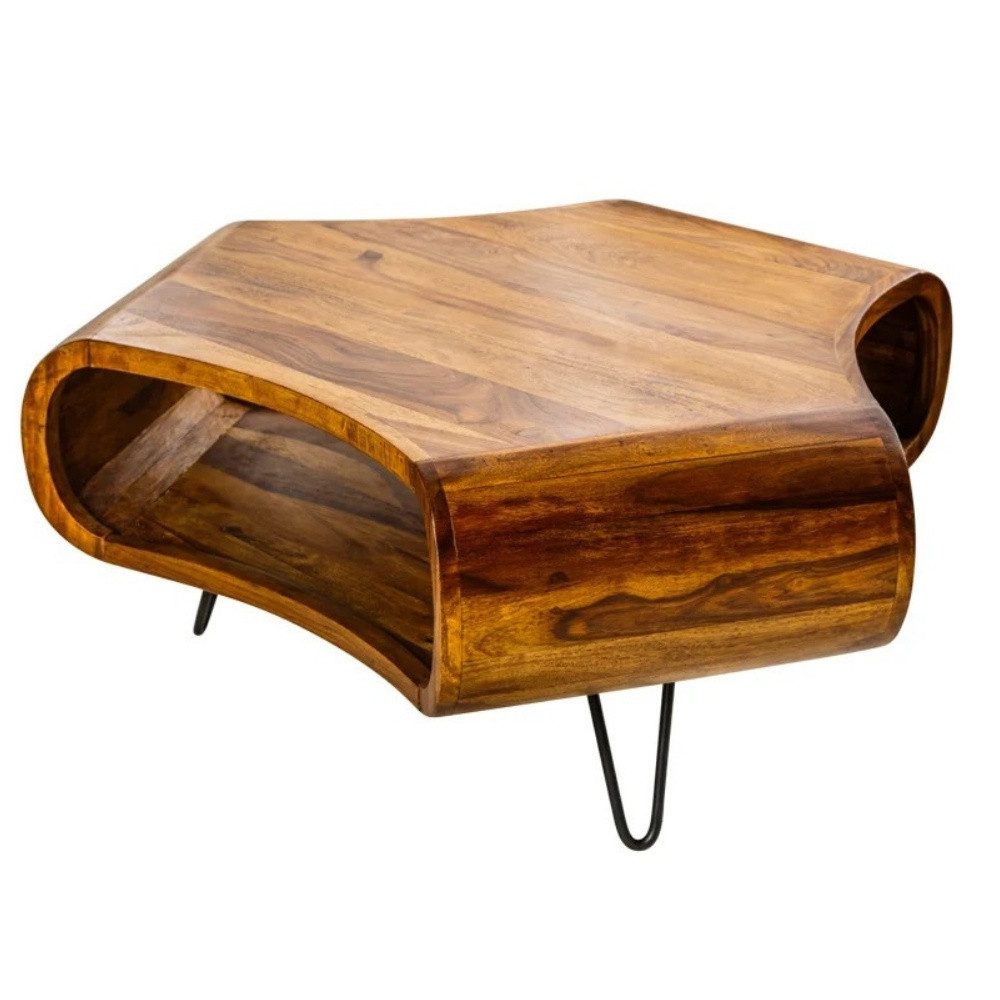 LebensWohnArt Couchtisch Design Couchtisch LIVE-RANIC ca.90cm Massivholz Palisander