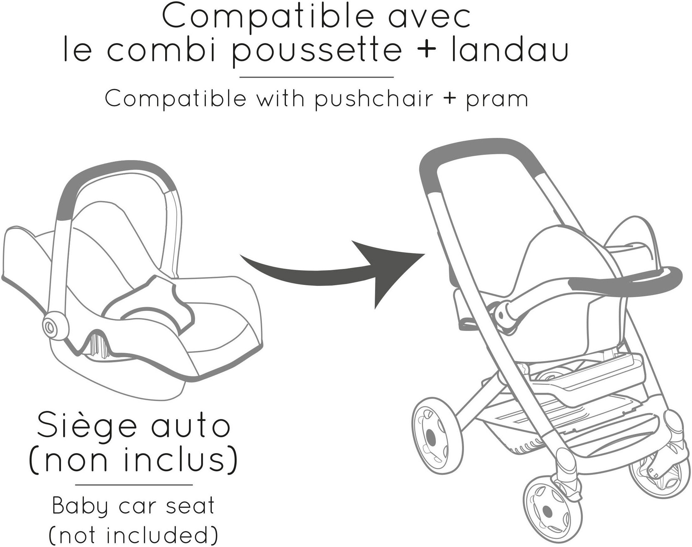 Smoby Kombi-Puppenwagen Maxi-Cosi Puppenwagen 3-in-1, Made in Europe