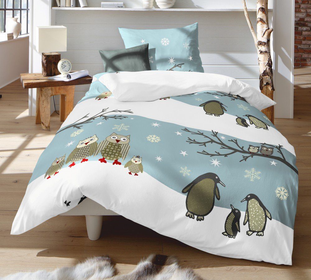 fleuresse Bettwäsche Fleuresse Fein Biber Bettwäsche 135x200cm 2 tlg. Blau günstig online kaufen