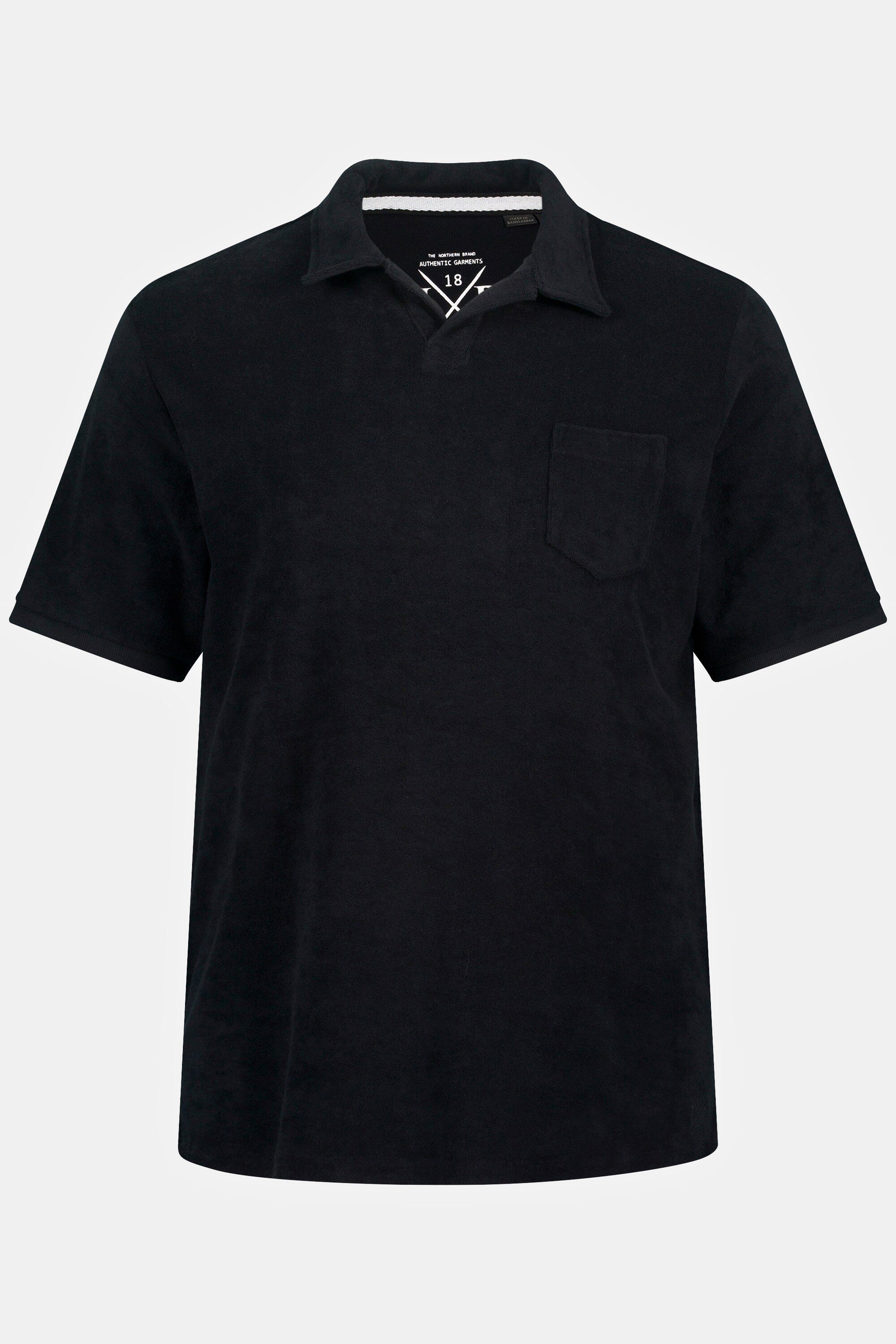 JP1880 Cuba-Kragen Frottee Halbarm schwarz Poloshirt Poloshirt