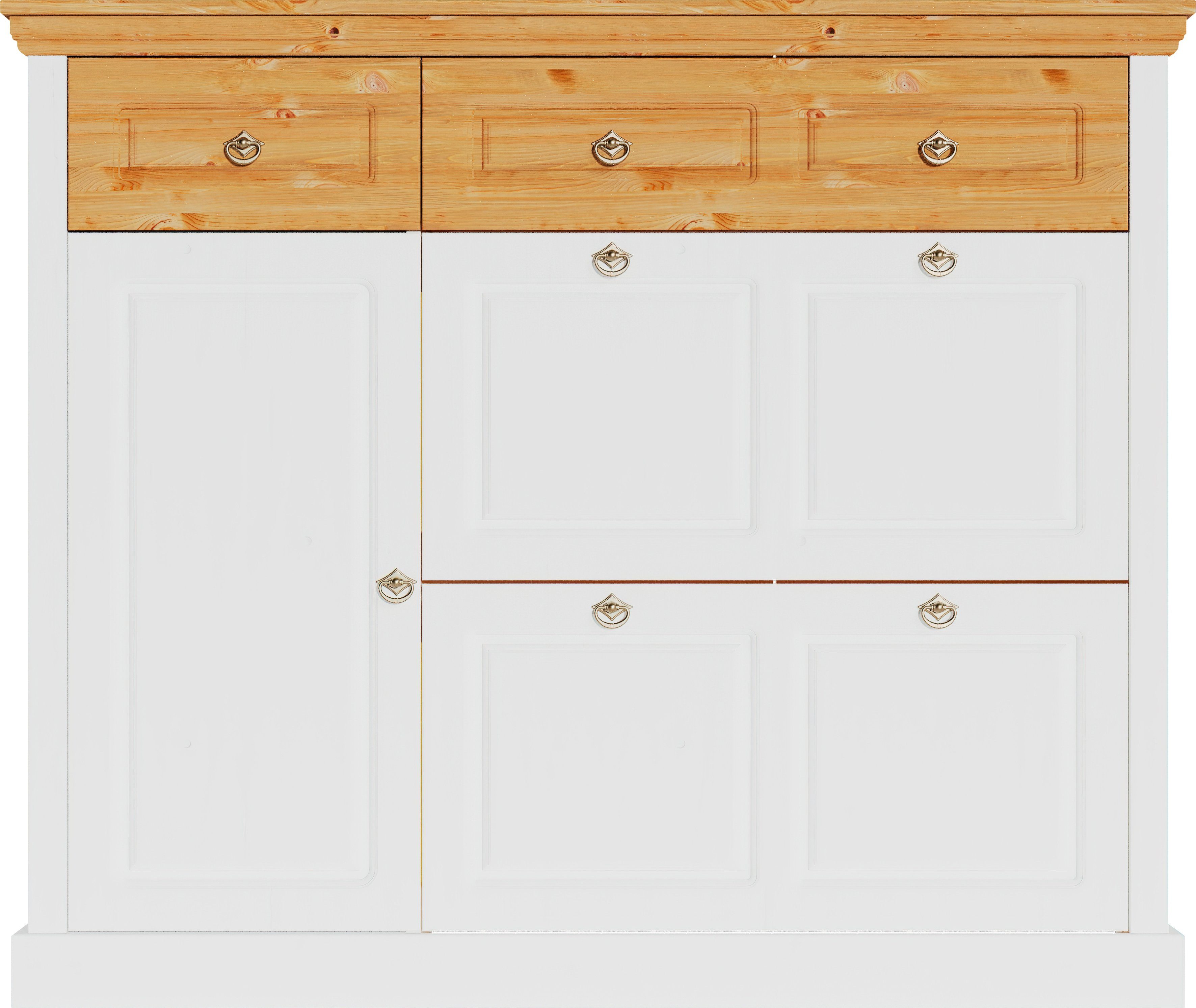 Home affaire Schuhschrank Basilico Schuhkkommode, Breite 130 cm, Kassettenoptik, aus Massivholz, FSC®