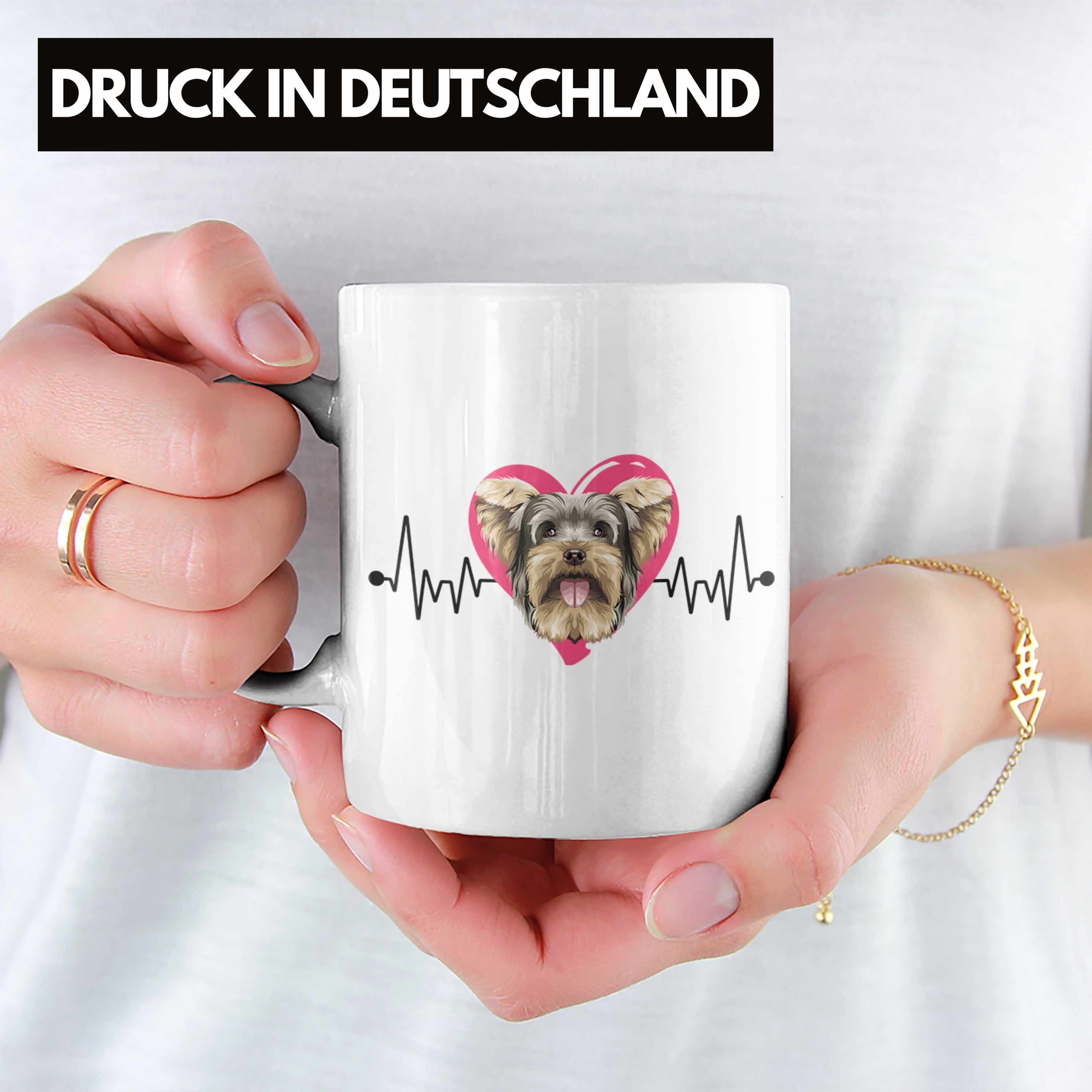 Weiss Yorkie Geschenk Tasse Besitzer Lustiger Tasse Trendation Spruch Herzschlag Geschenkidee