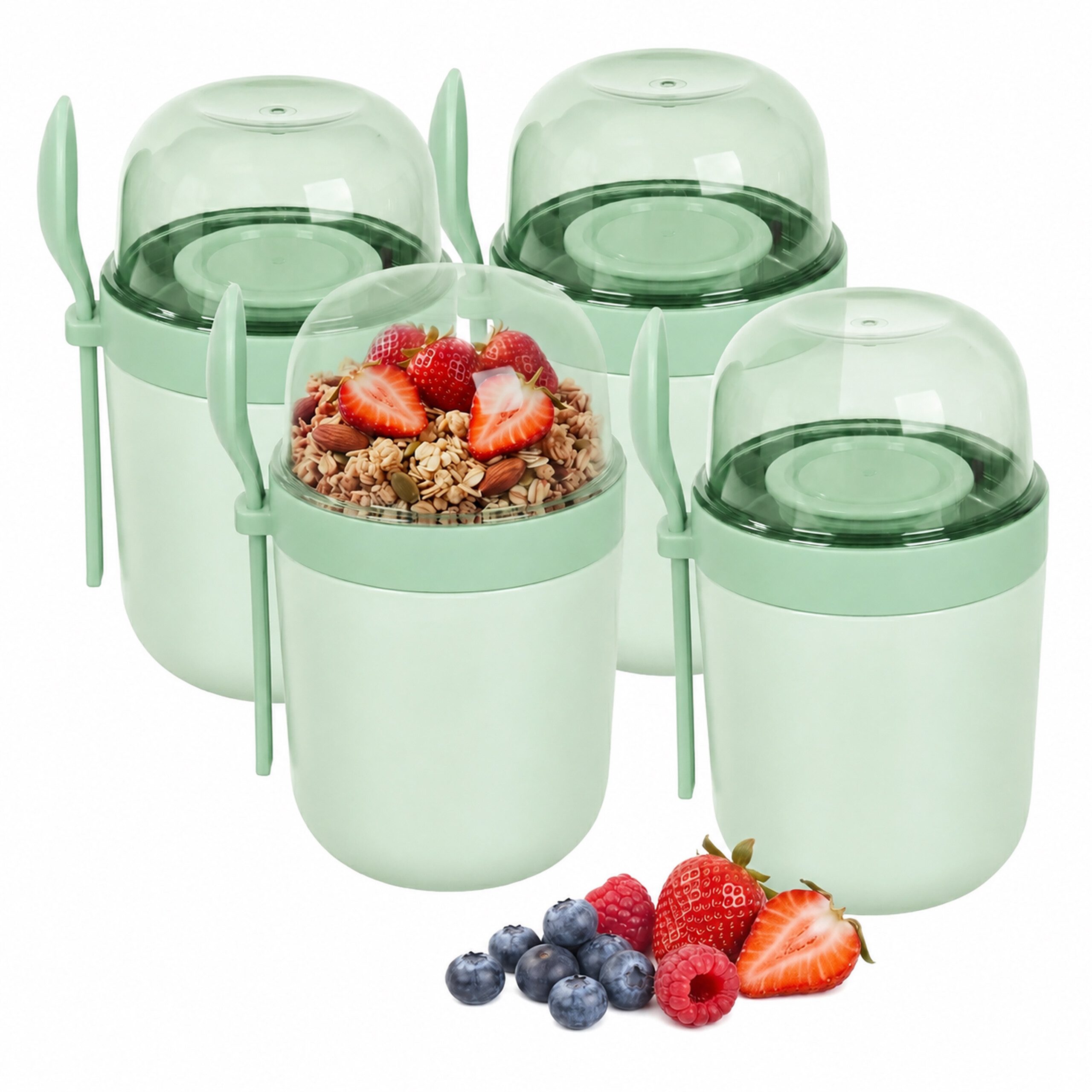 relaxdays Müslibox Müslibecher to go 4er Set, Kunststoff, (4-tlg), grün