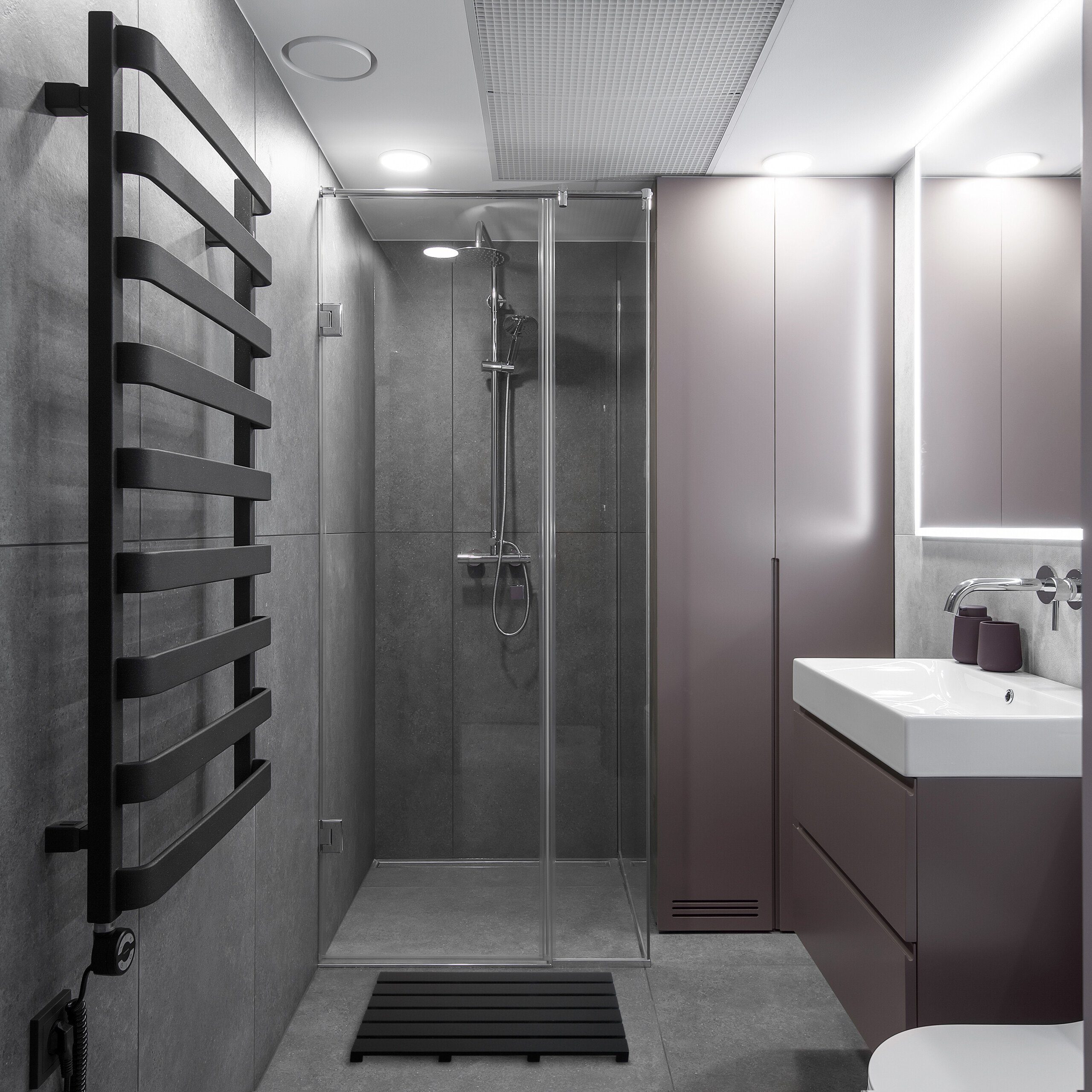 relaxdays Badematte Bambus Badematte schwarz, Höhe 35 mm, Bambus günstig online kaufen