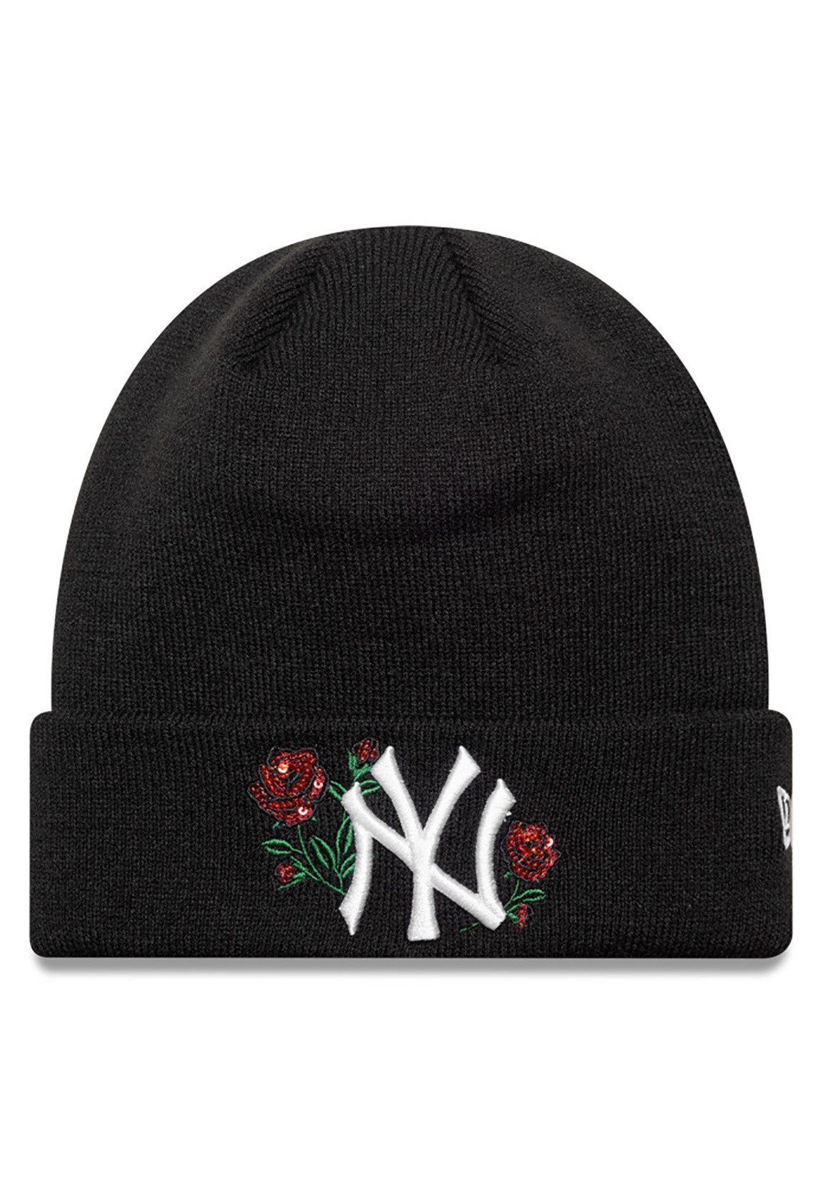 New Era Beanie New Era Wmns Sequin Rose Damen Beanie NY YANKEES Schwarz