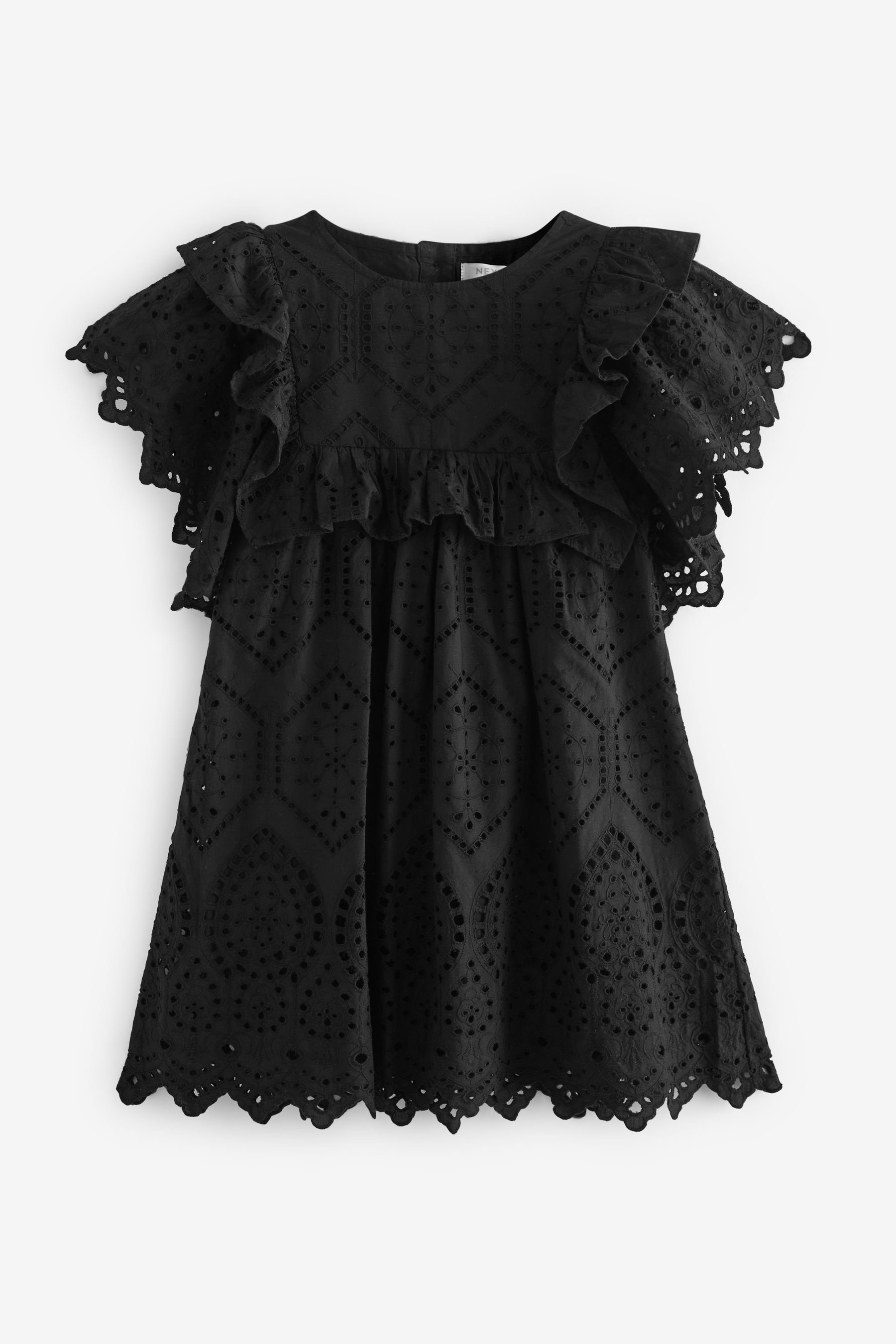 Next Spitzenkleid Rüschenkleid aus Baumwolle mit Lochstickerei (1-tlg)